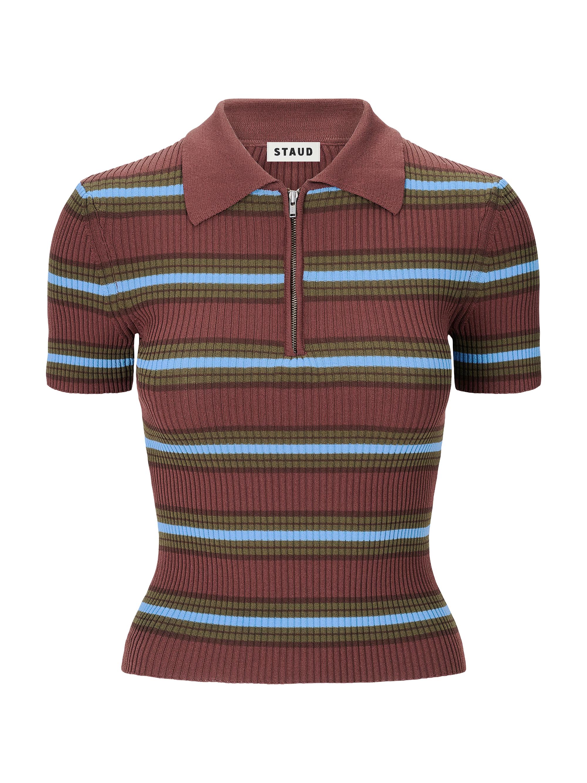 Staud Women's Ren Striped Half-Zip Polo Sweater - Redondo Stripe