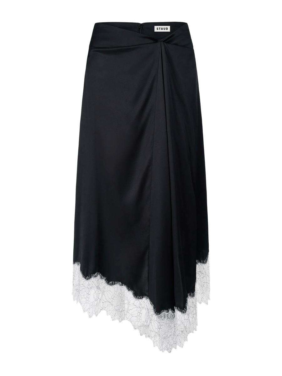 Staud Women's Sonoma Lace-trim Silk Midi-skirt In Black