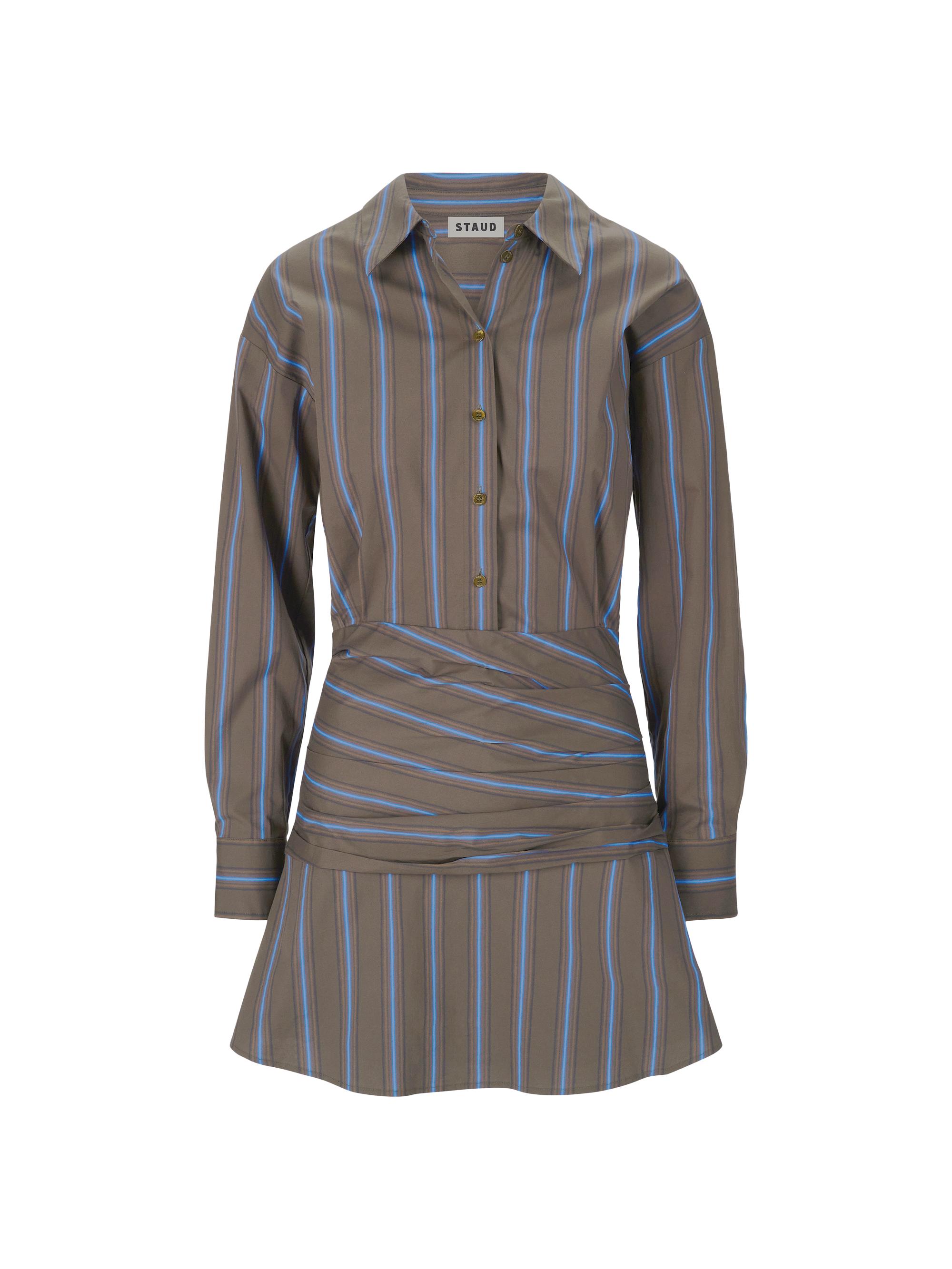 Staud Women's Indya Striped Stretch-Cotton Mini-Shirtdress - Huntington Stripe