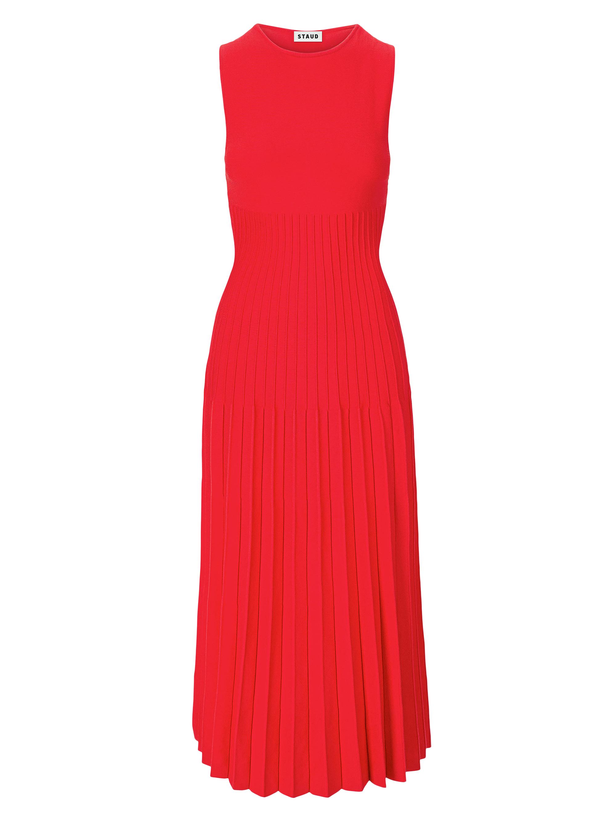 Staud Women's Elyse Pleated Midi-Dress - Red Rose