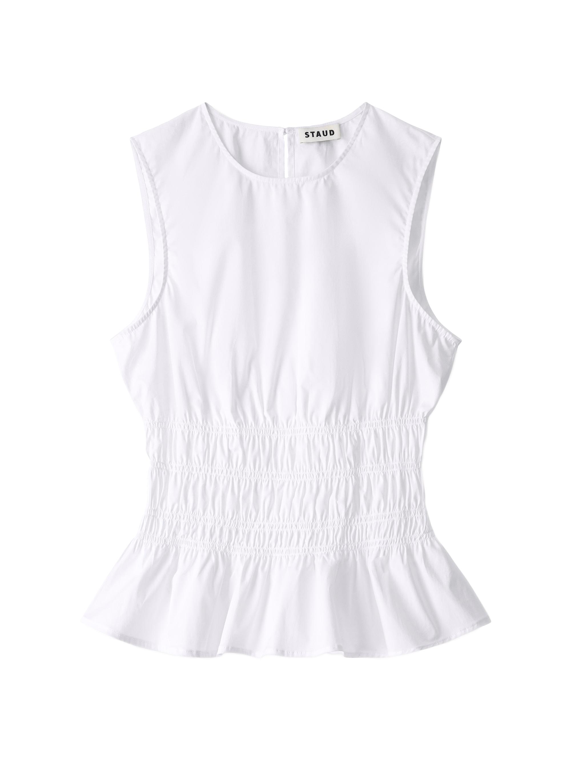 Staud Women's Culver Stretch-Cotton Peplum Top - White | Thumbnail 5