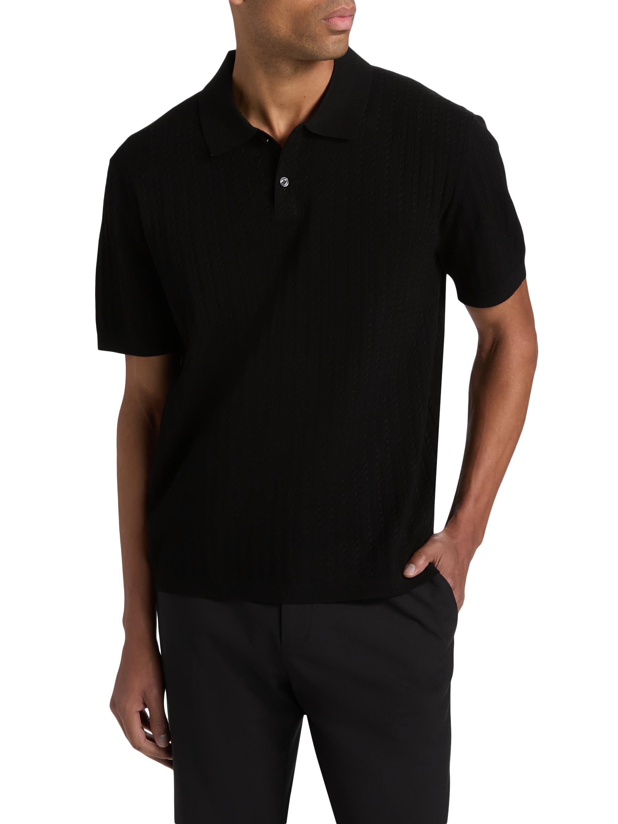 Theory Cable-Knit Polo Shirt | Saks Fifth Avenue