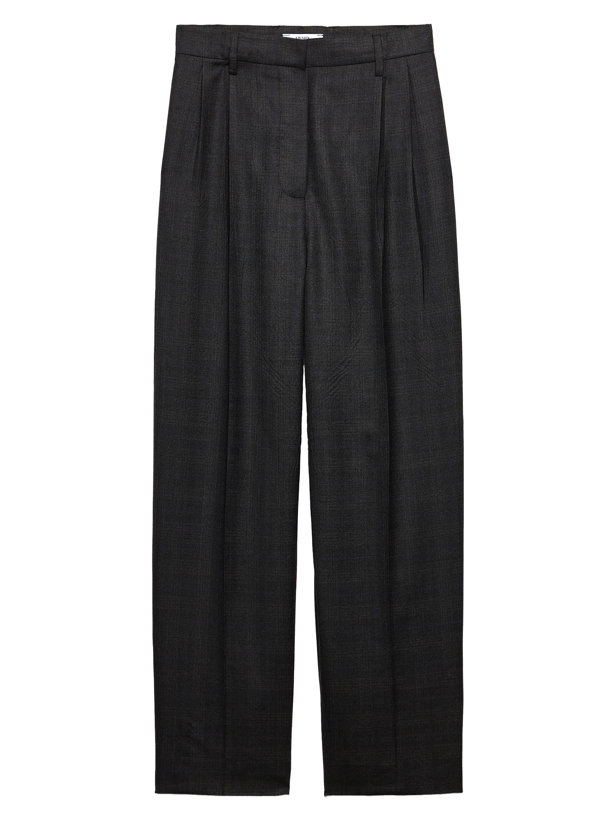 Prada Women's Checked Wool Pants - Grey