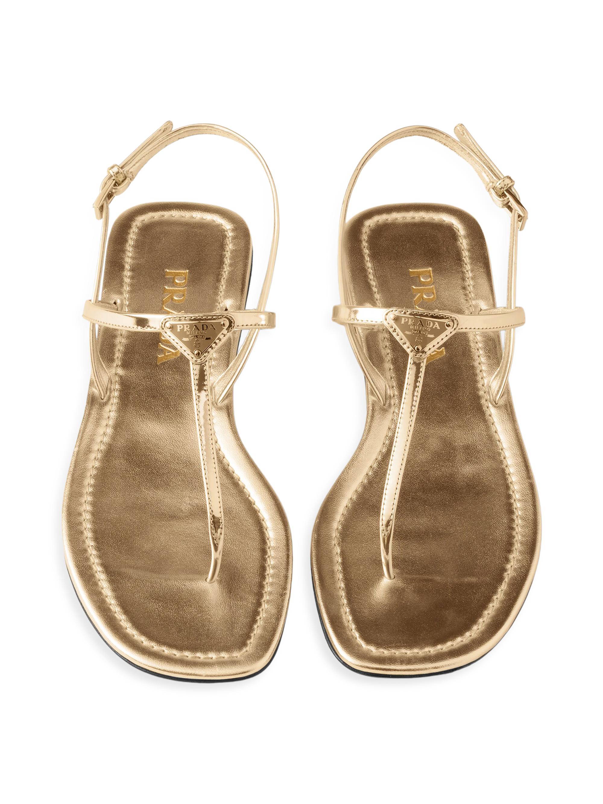 Prada Metallic Leather Thong Sandals | Saks Fifth Avenue