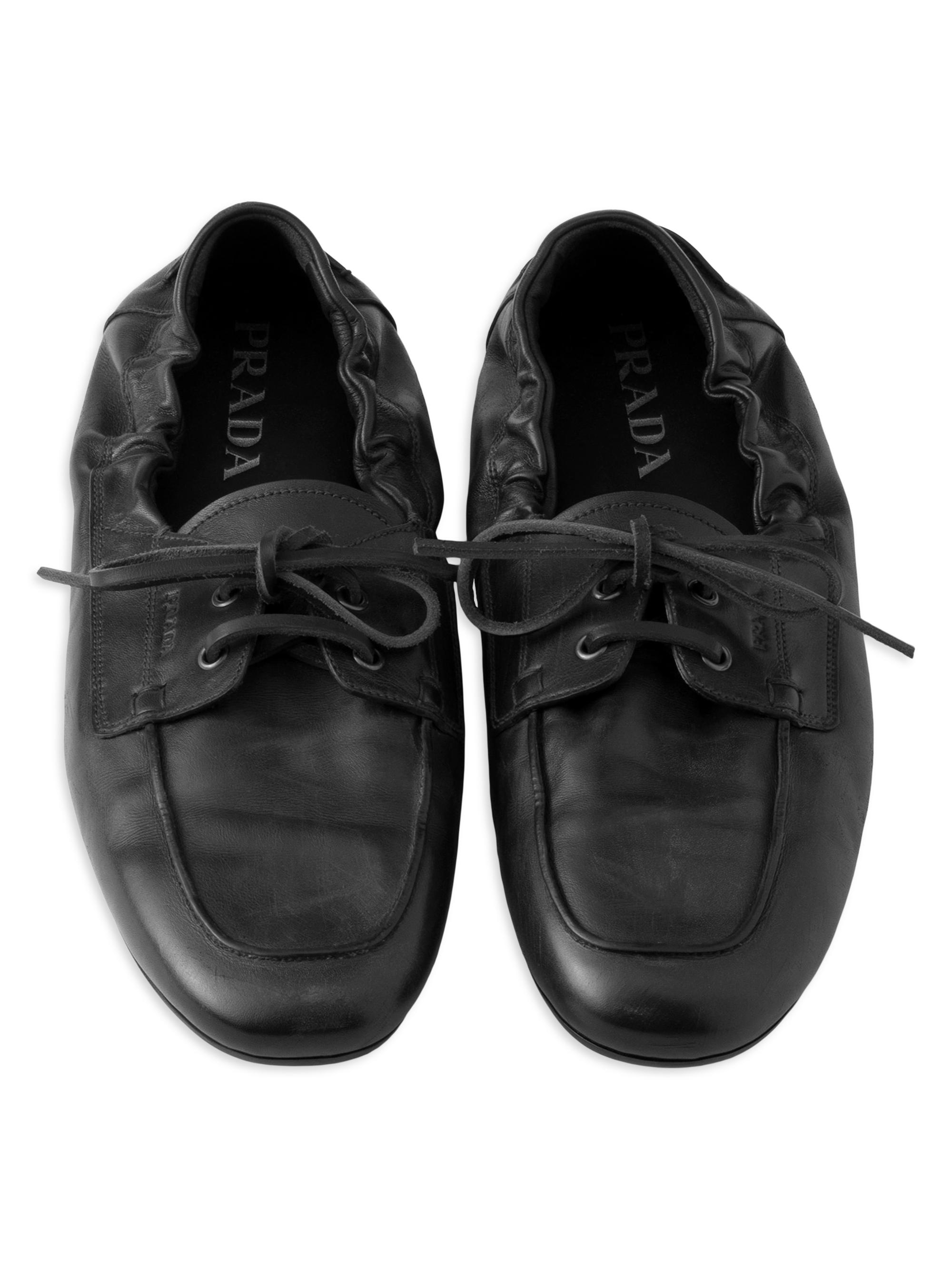 Prada Shuffle Antiqued Leather Boat Shoes | Saks Fifth Avenue