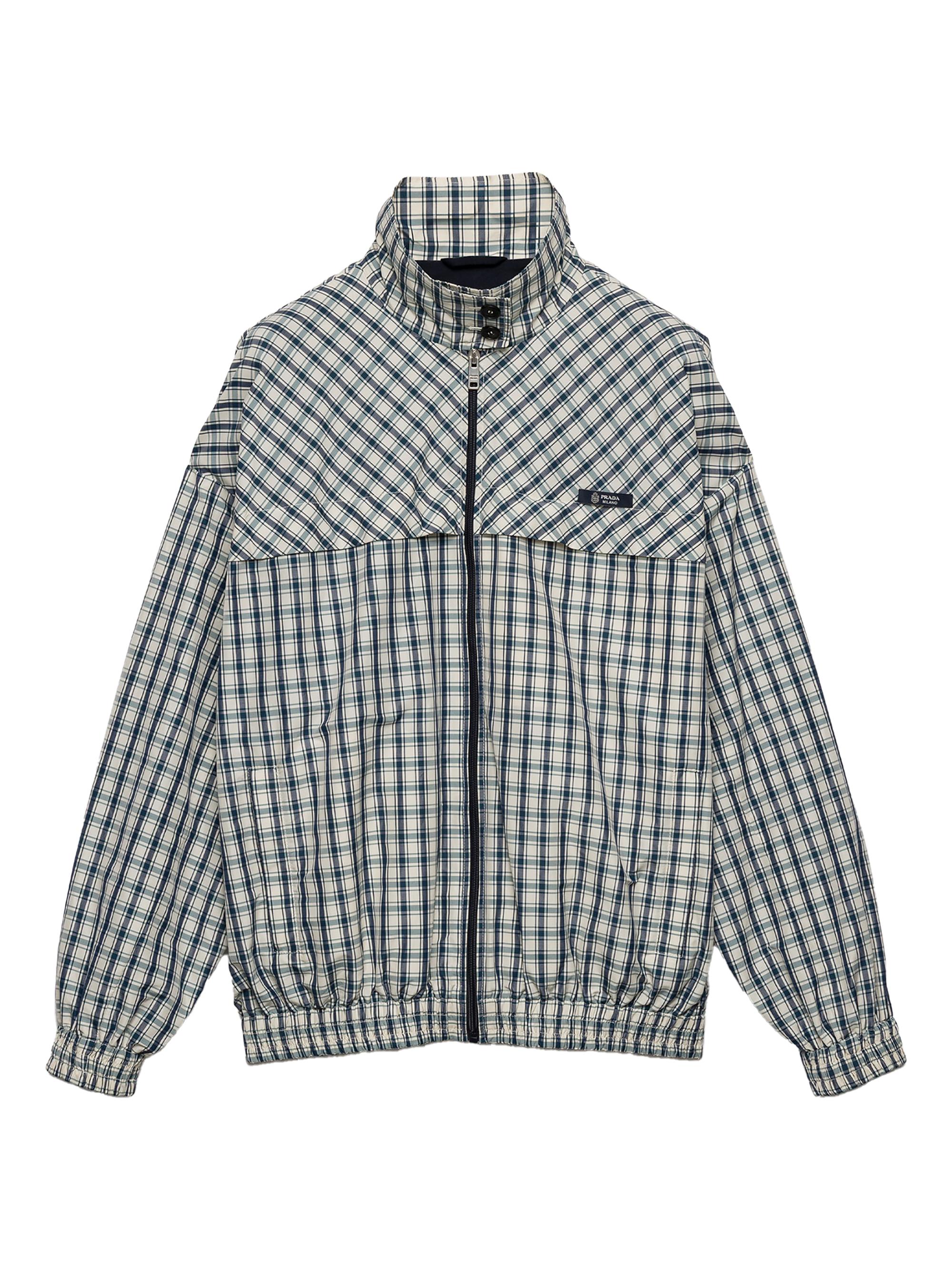 Prada Women's Checked Chambray Blouson Jacket - Beige Multi