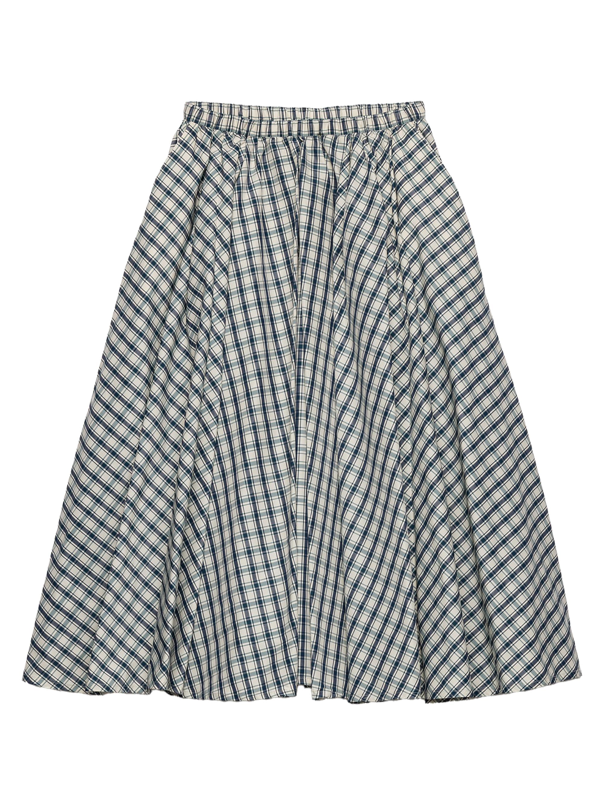 Prada Women's Full Checked Chambray Skirt - Beige Multi