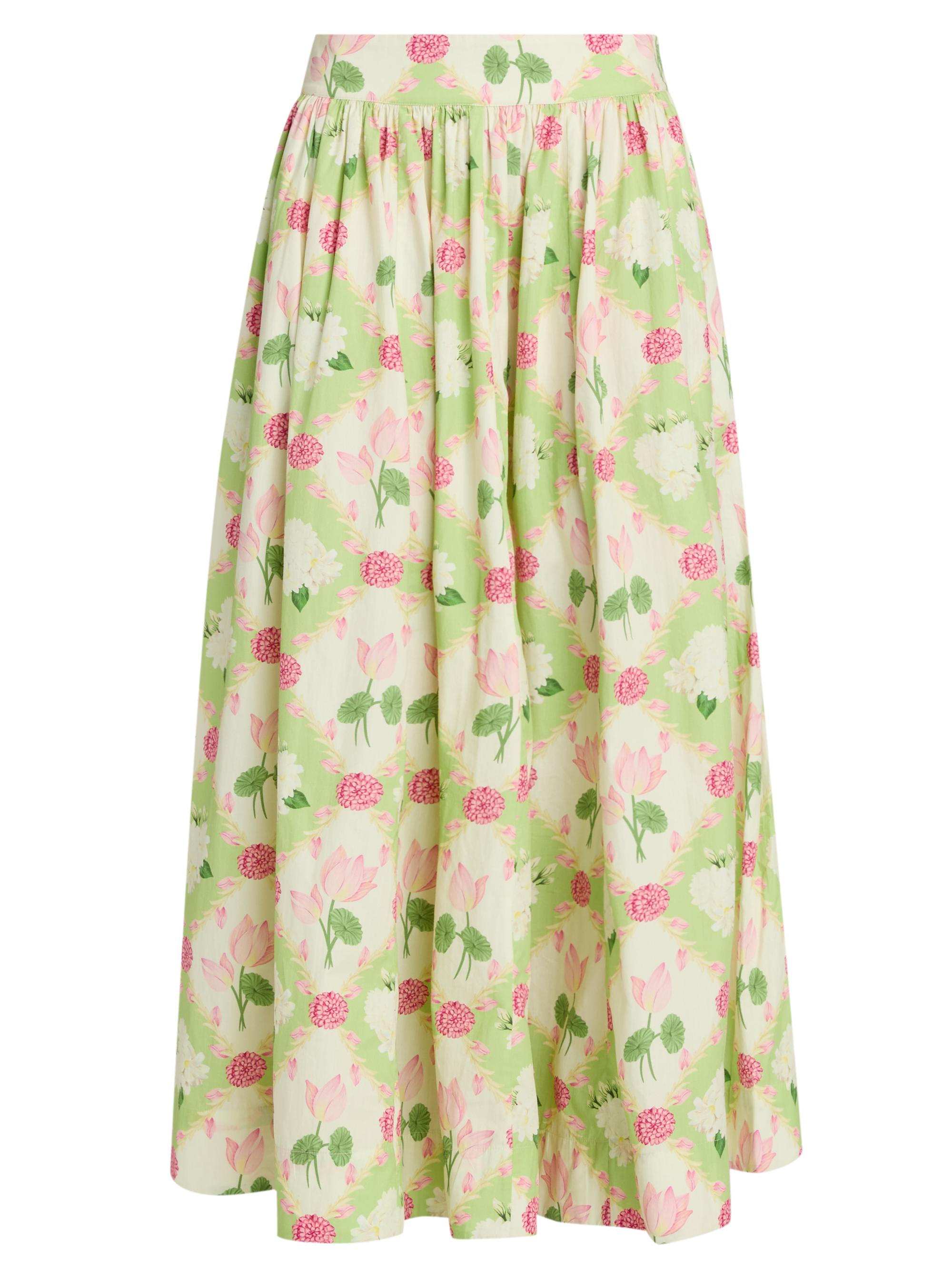 Verandah Women's Floral Paneled Cotton Maxi Skirt - Sage Green And  Lotus