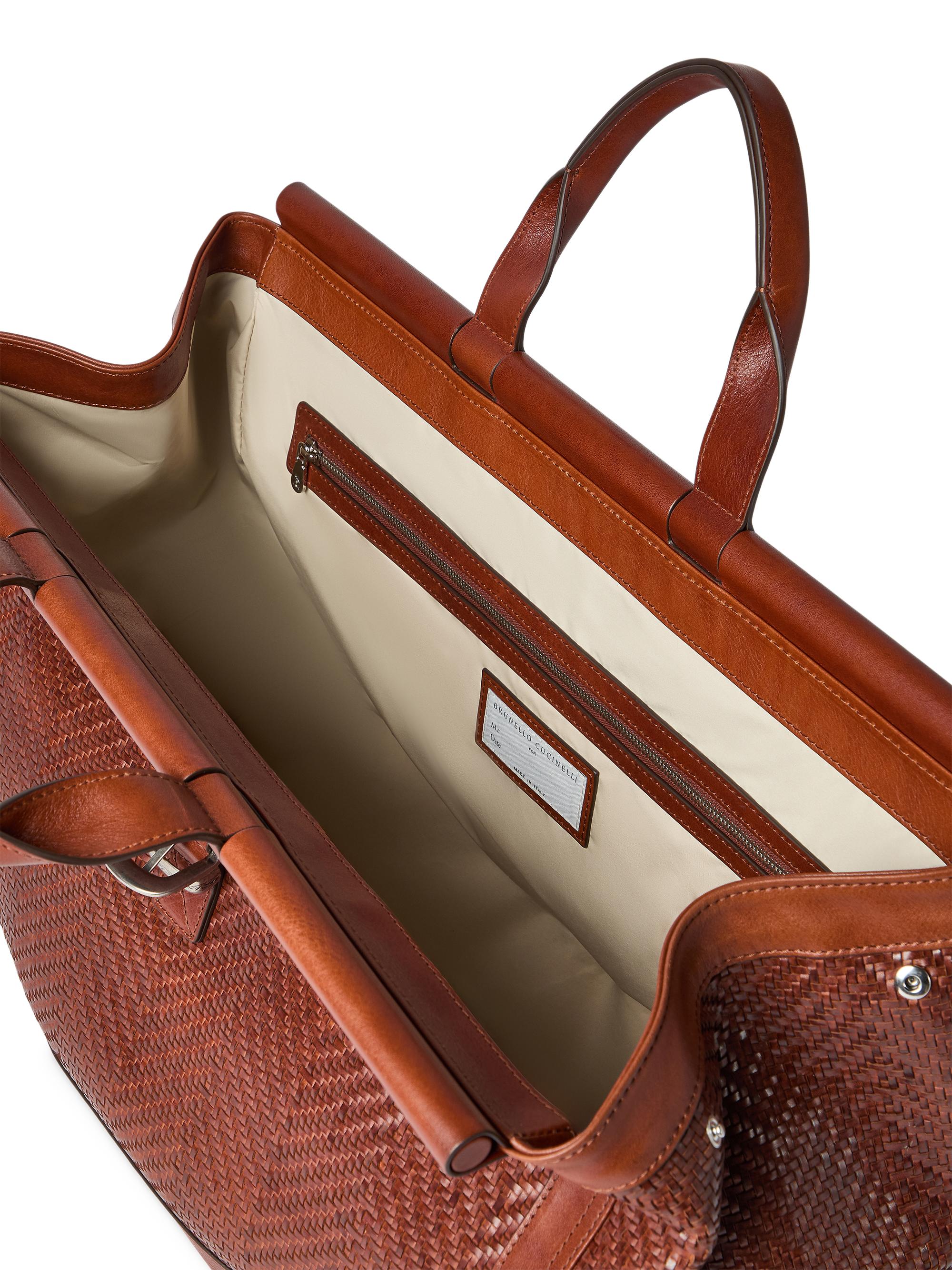 Brunello Cucinelli Braided Leather and Cowhide Doctor Bag | Saks