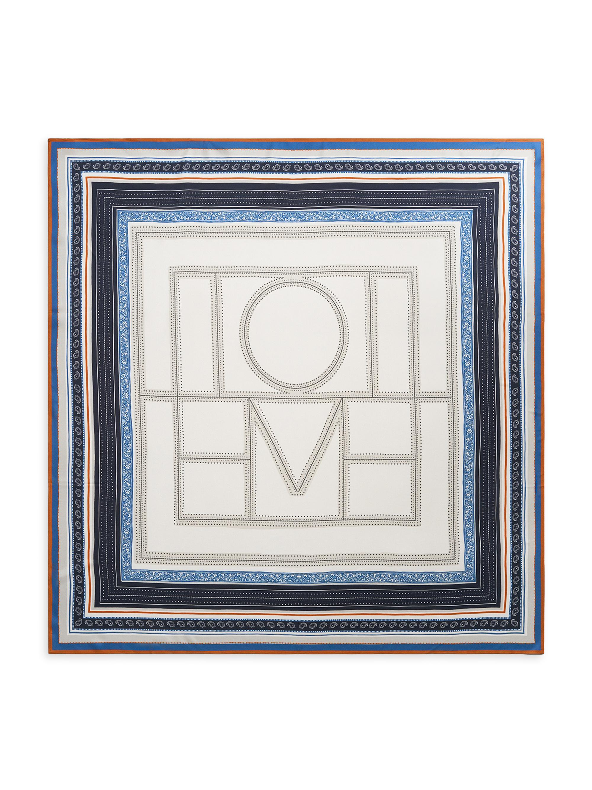 Toteme Women's Collector Monogram Silk Scarf - Ecru Navy