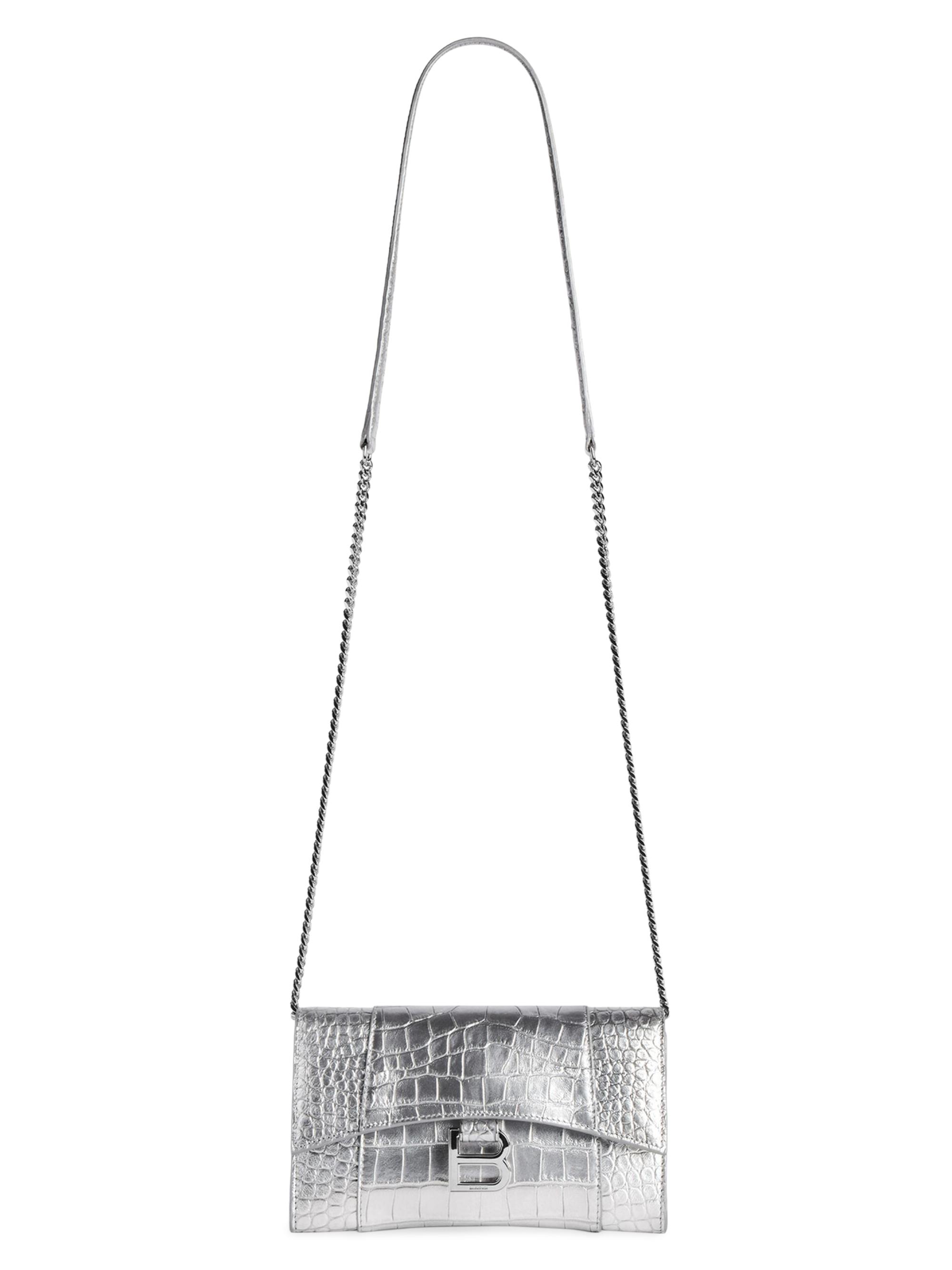 Balenciaga Women's Hourglass Wallet on Chain - Silver