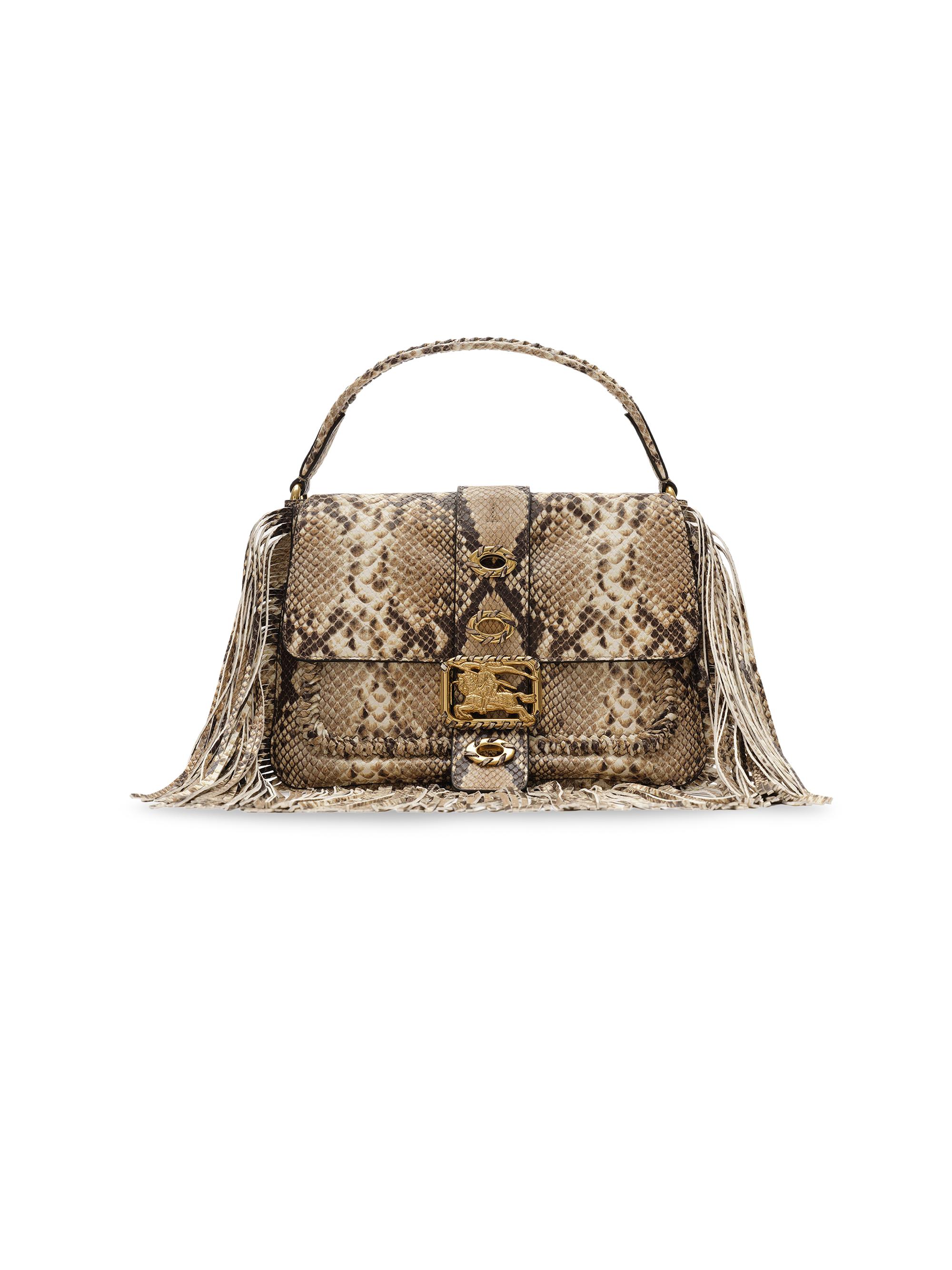 Burberry Women's Rider  Leather Top Handle Bag - Natural