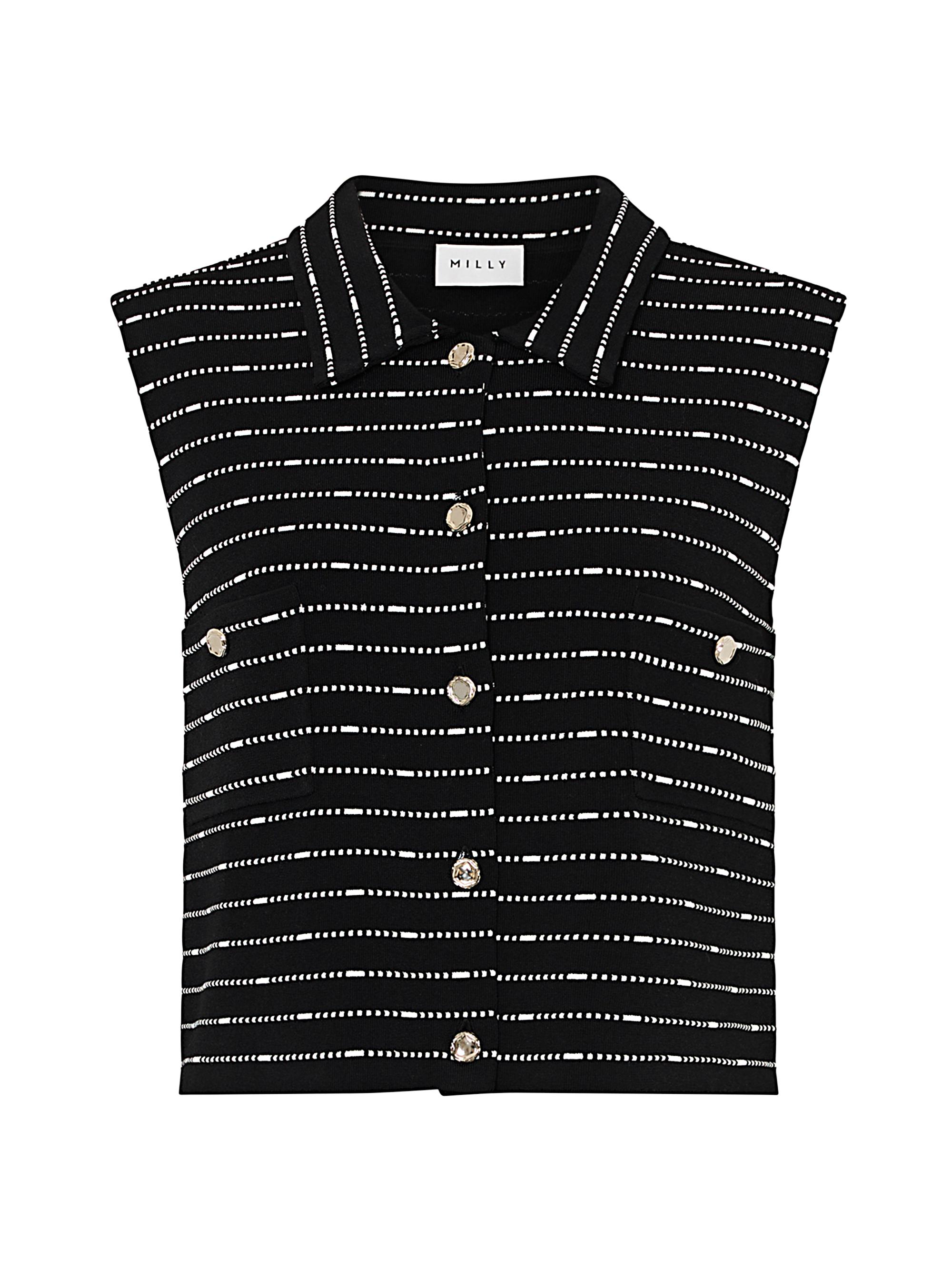 Milly Women's Lainey Striped Knit Top - Black White