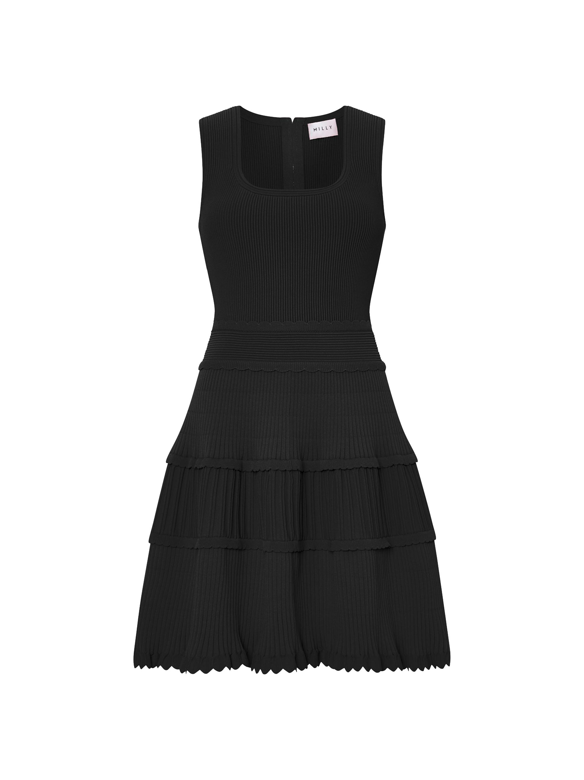 Milly Women's Suri Scallop-Trim Fit & Flare Minidress - Black