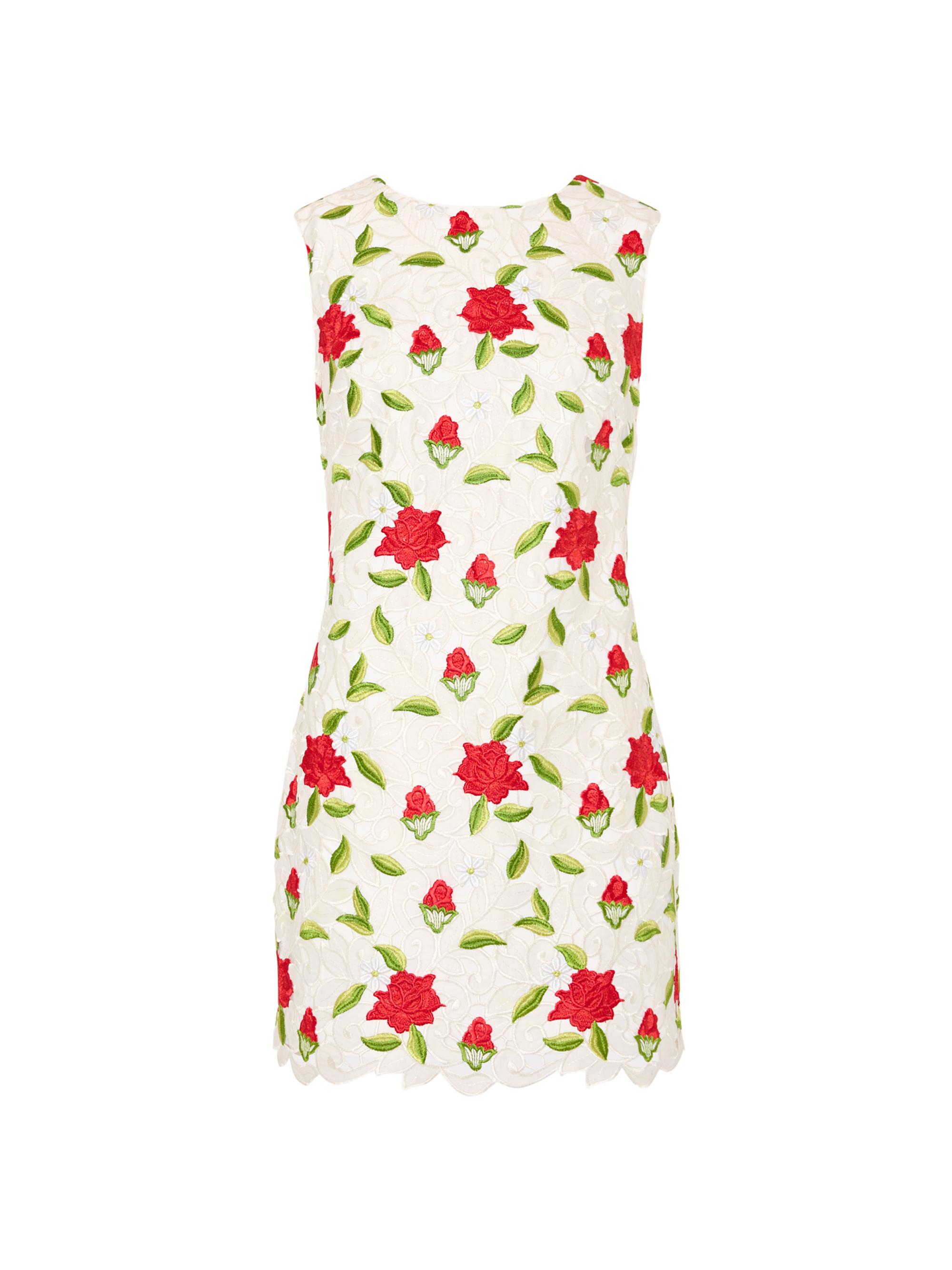 Milly Women's Ivette Rose-Embroidered Minidress - White Red Green