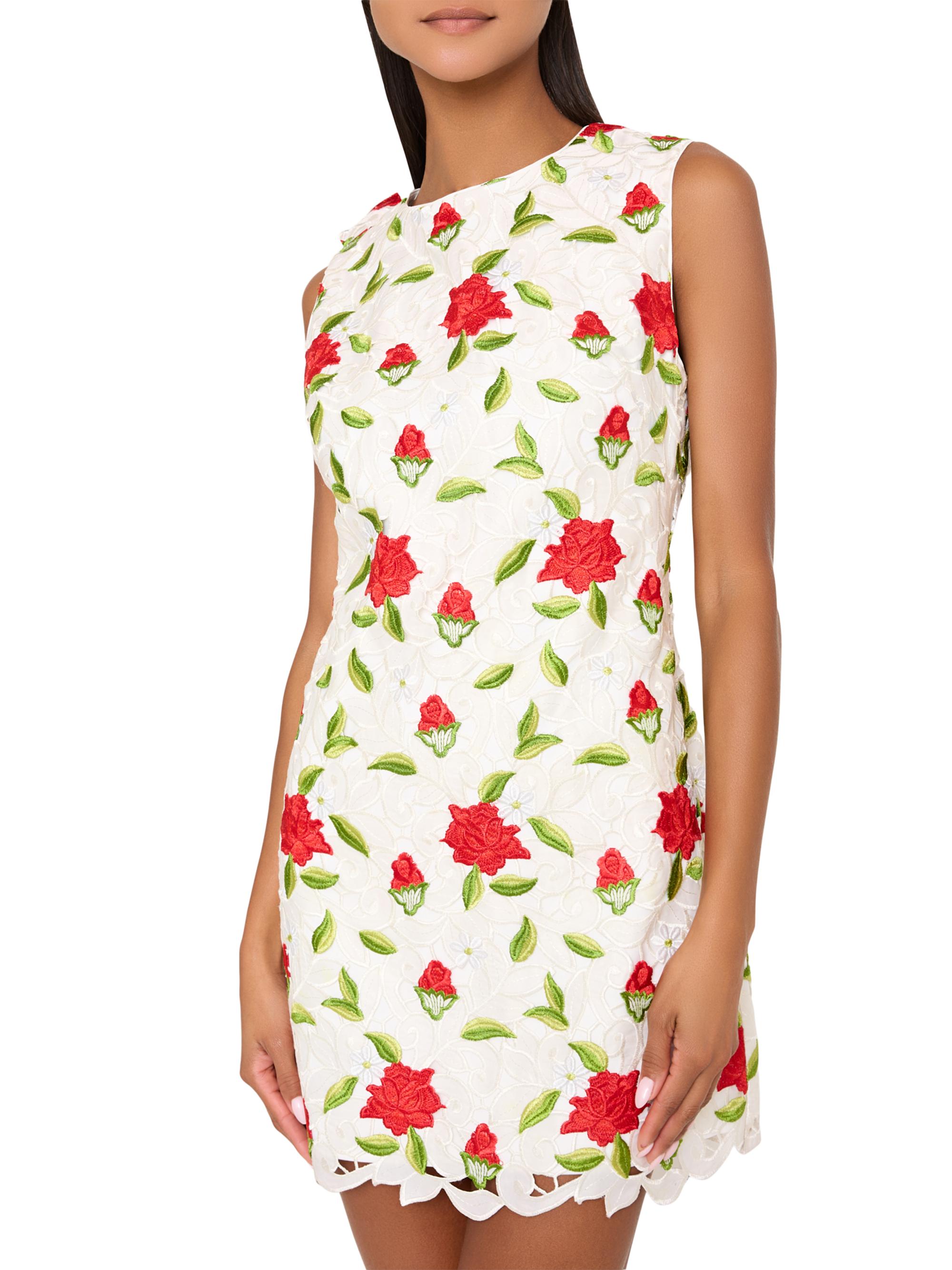 Milly Ivette Rose-Embroidered Minidress | Saks Fifth Avenue