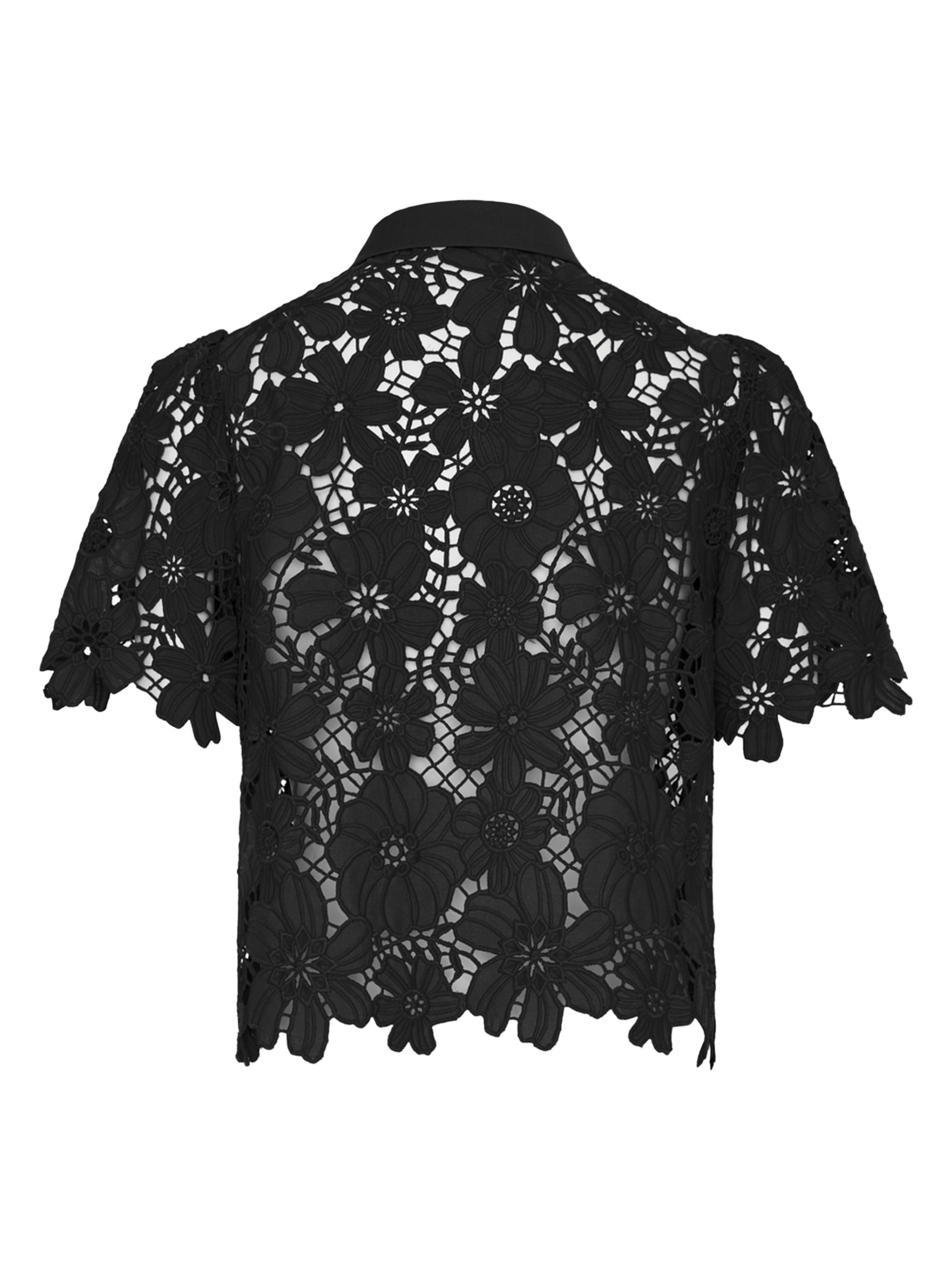 Milly Addison Roja Lace Short-Sleeve Top | Saks Fifth Avenue