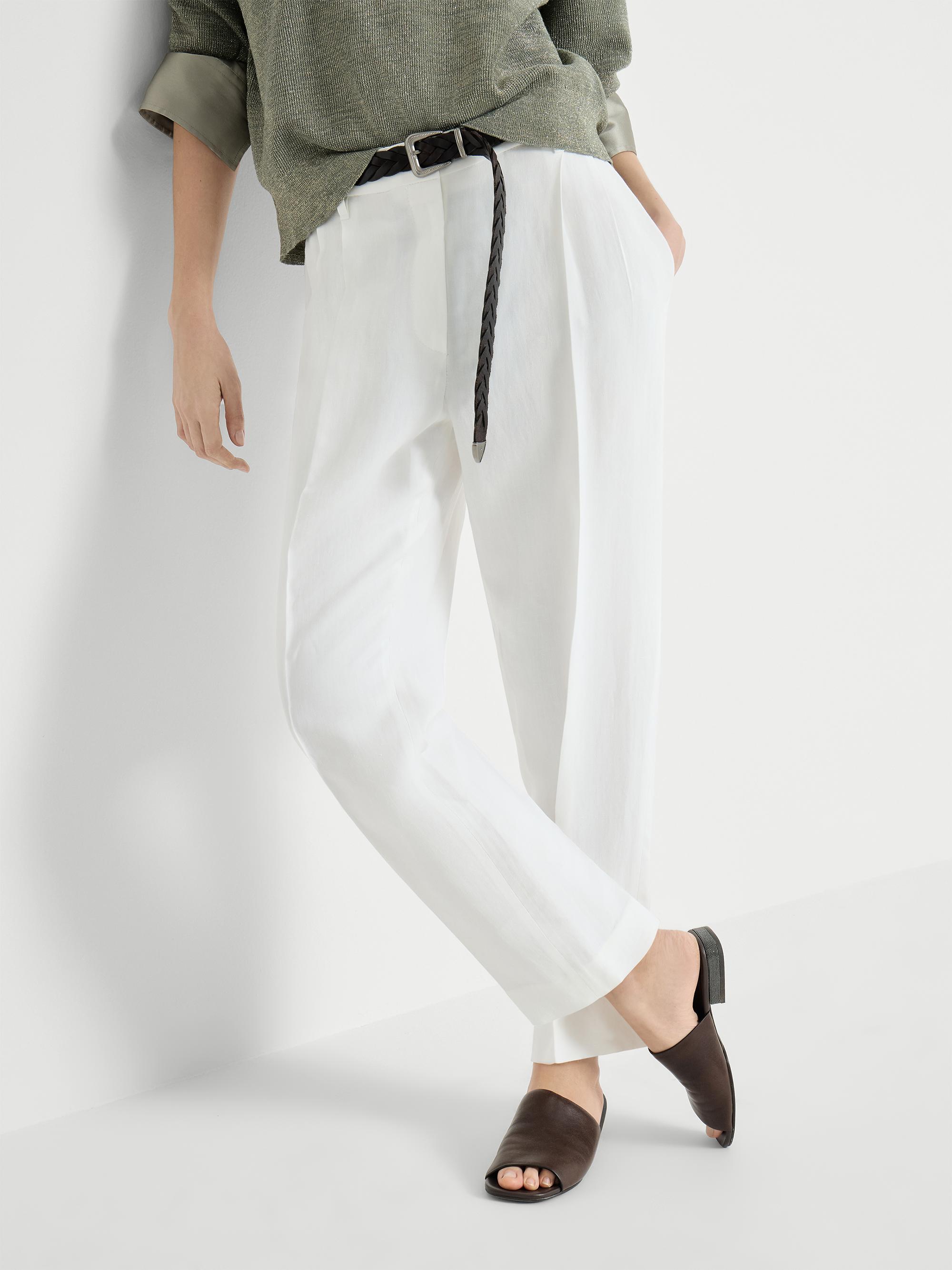 Viscose and Linen Fluid Twill Slouchy Trousers