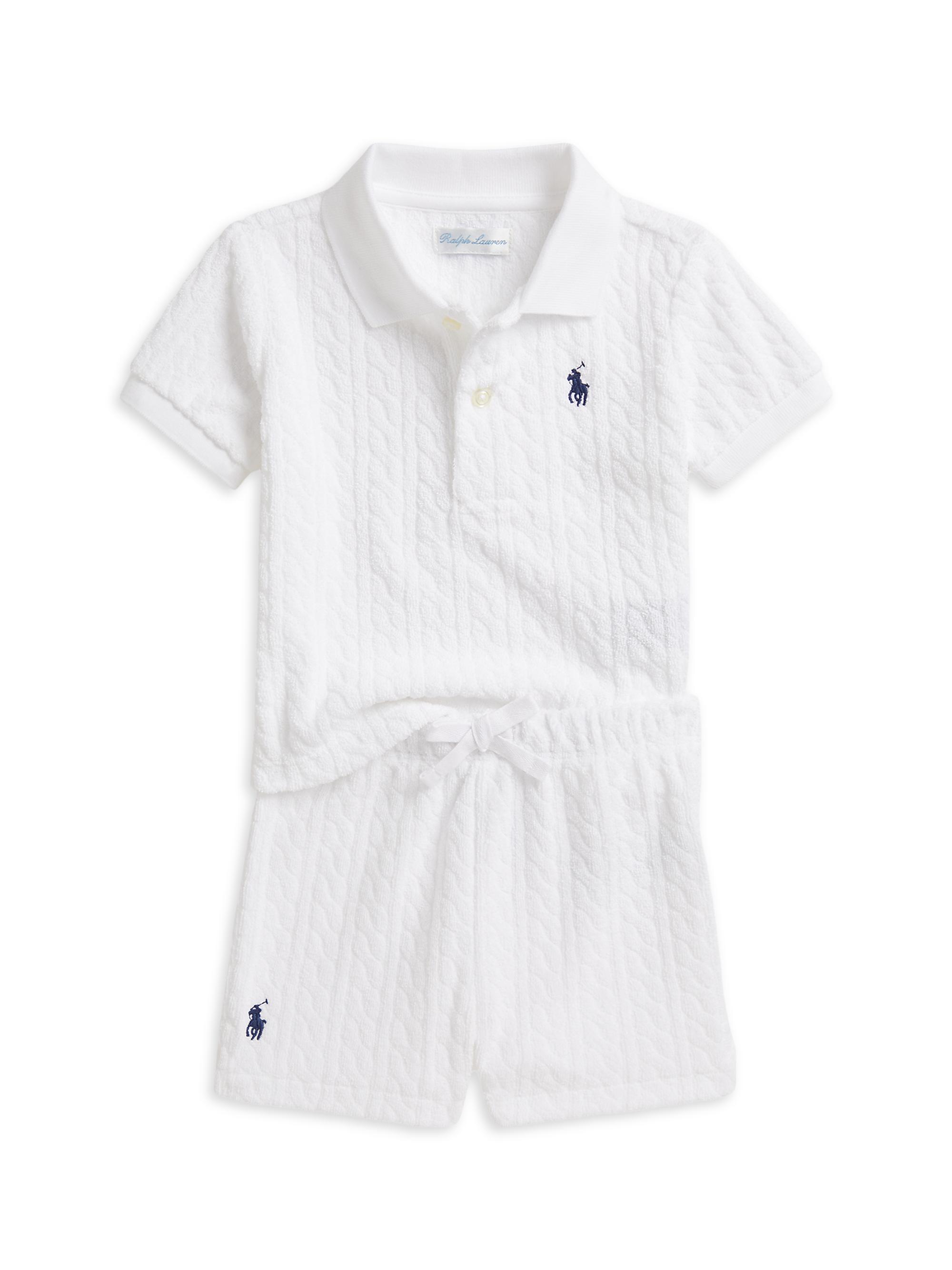Polo Ralph Lauren Baby Boy's Cable Terry Polo Shirt & Shorts Set - White 9 Months
