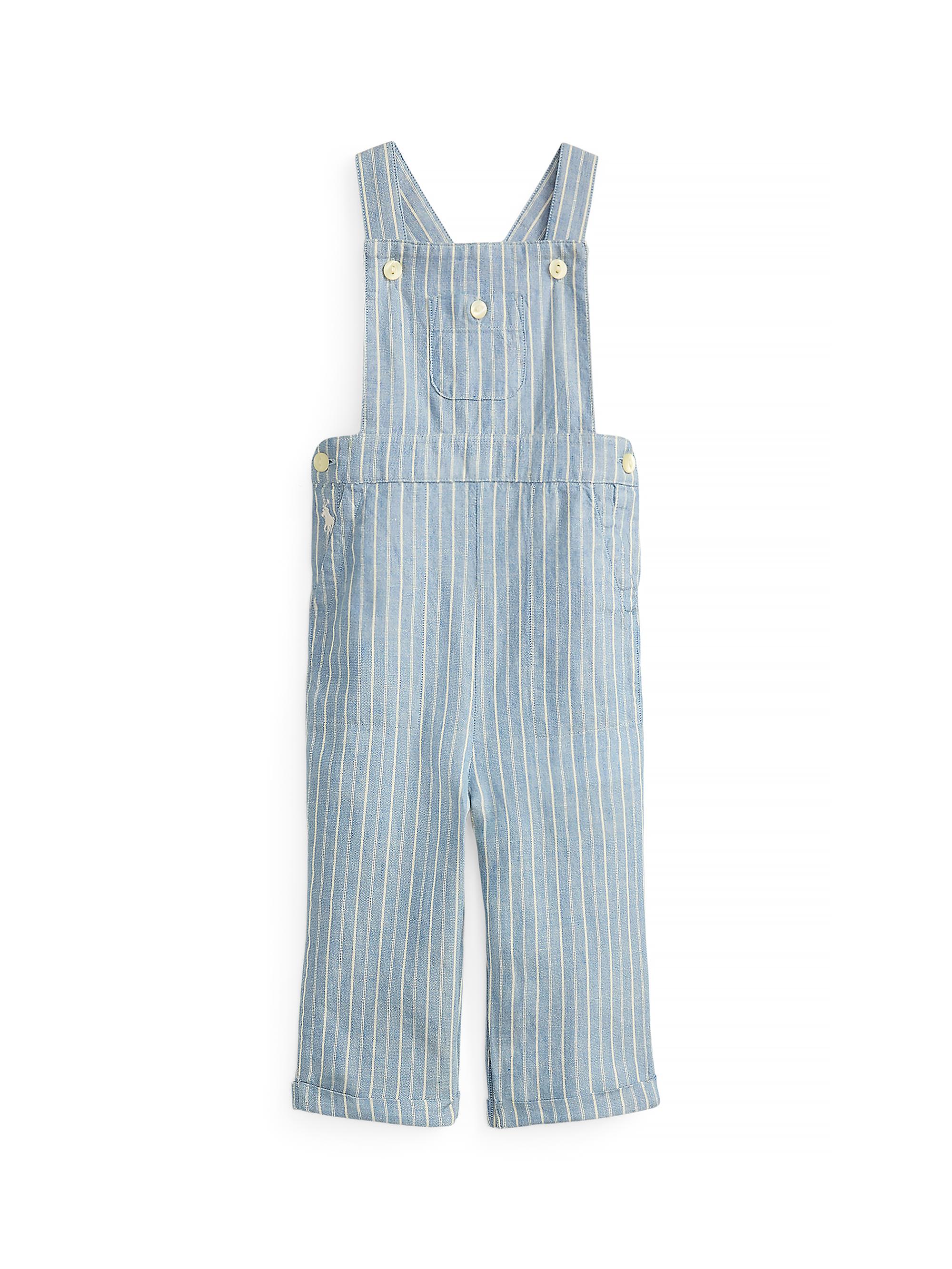 Polo Ralph Lauren Baby Boy's Striped Linen-Cotton Overalls - Cream 9 Months