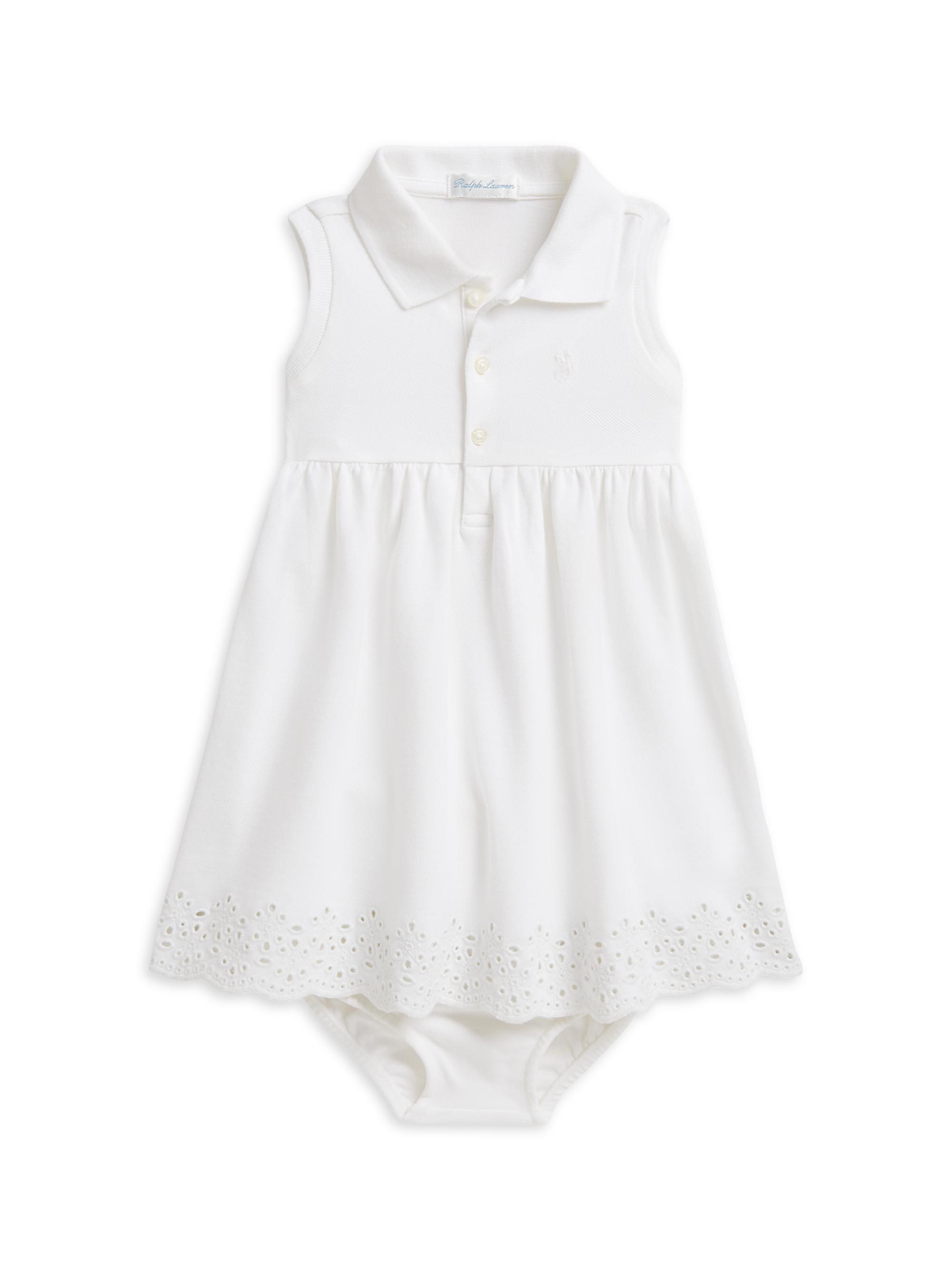Polo Ralph Lauren Baby Girl's Stretch Mesh Polo Shirtdress & Bloomers Set - White 9 Months