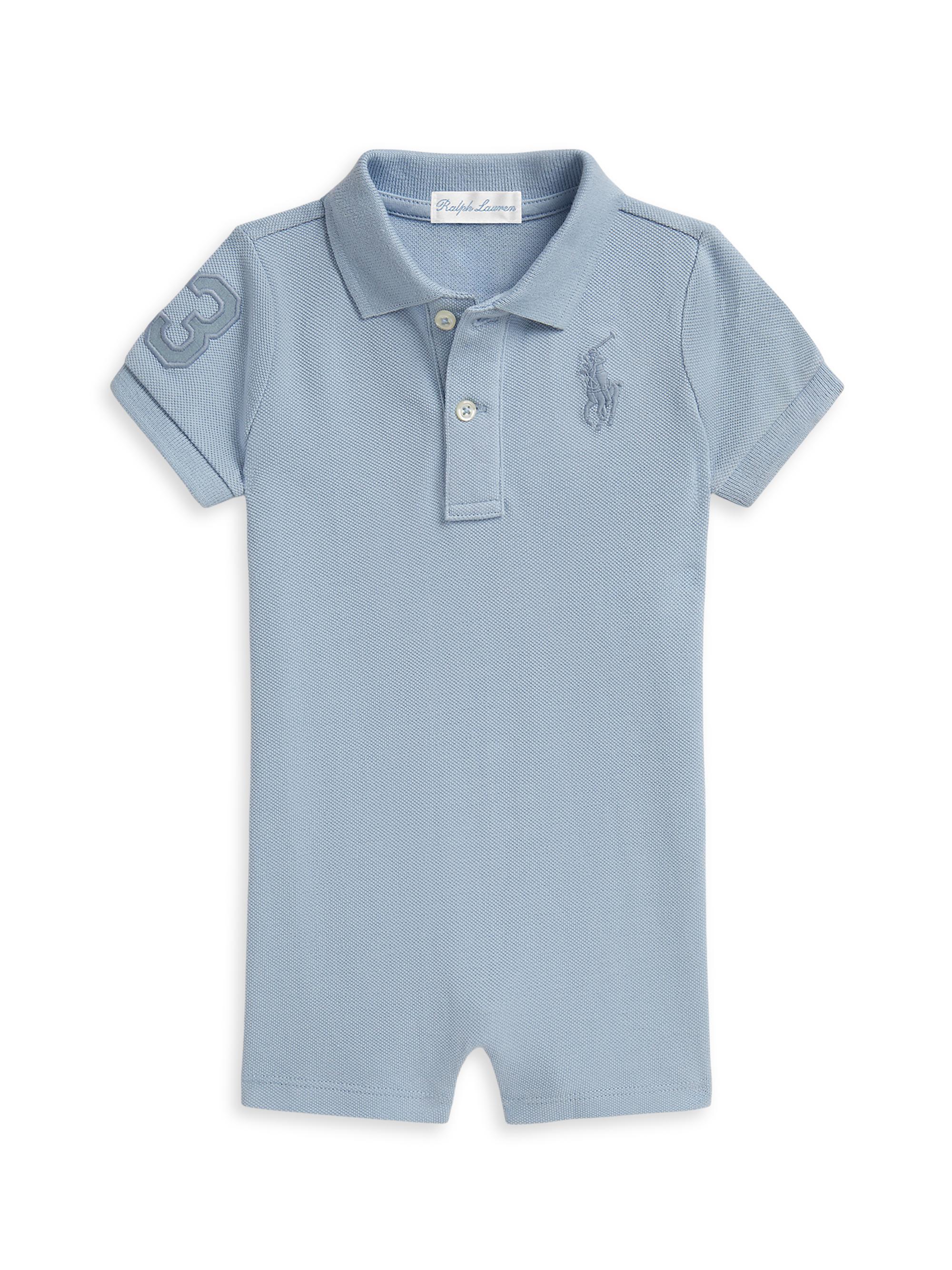 Polo Ralph Lauren Baby Boy's Pony Cotton Mesh Polo Shortall - Estate Blue 9 Months