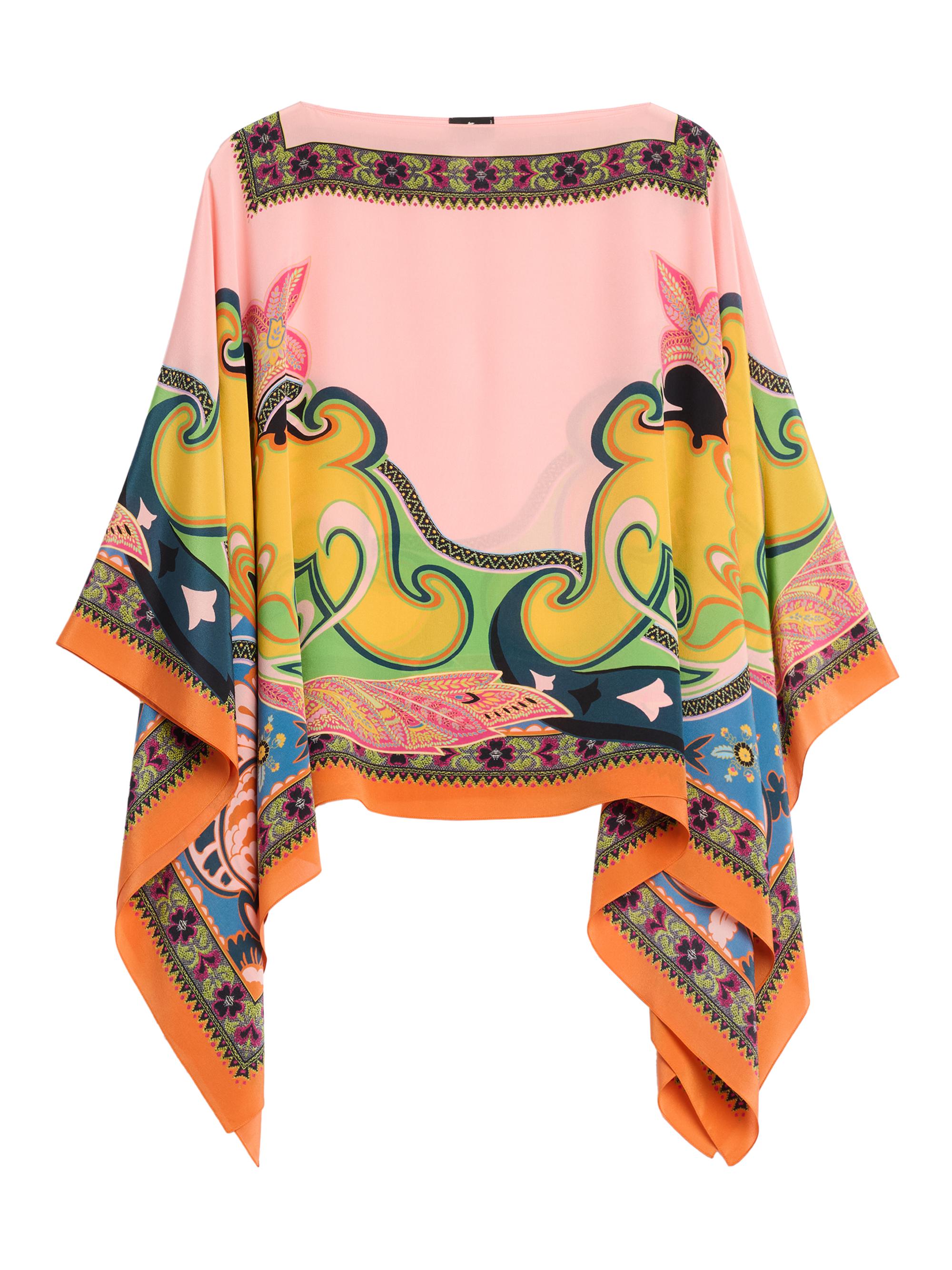 Etro Women's Printed Silk Poncho - Printed Pink Base