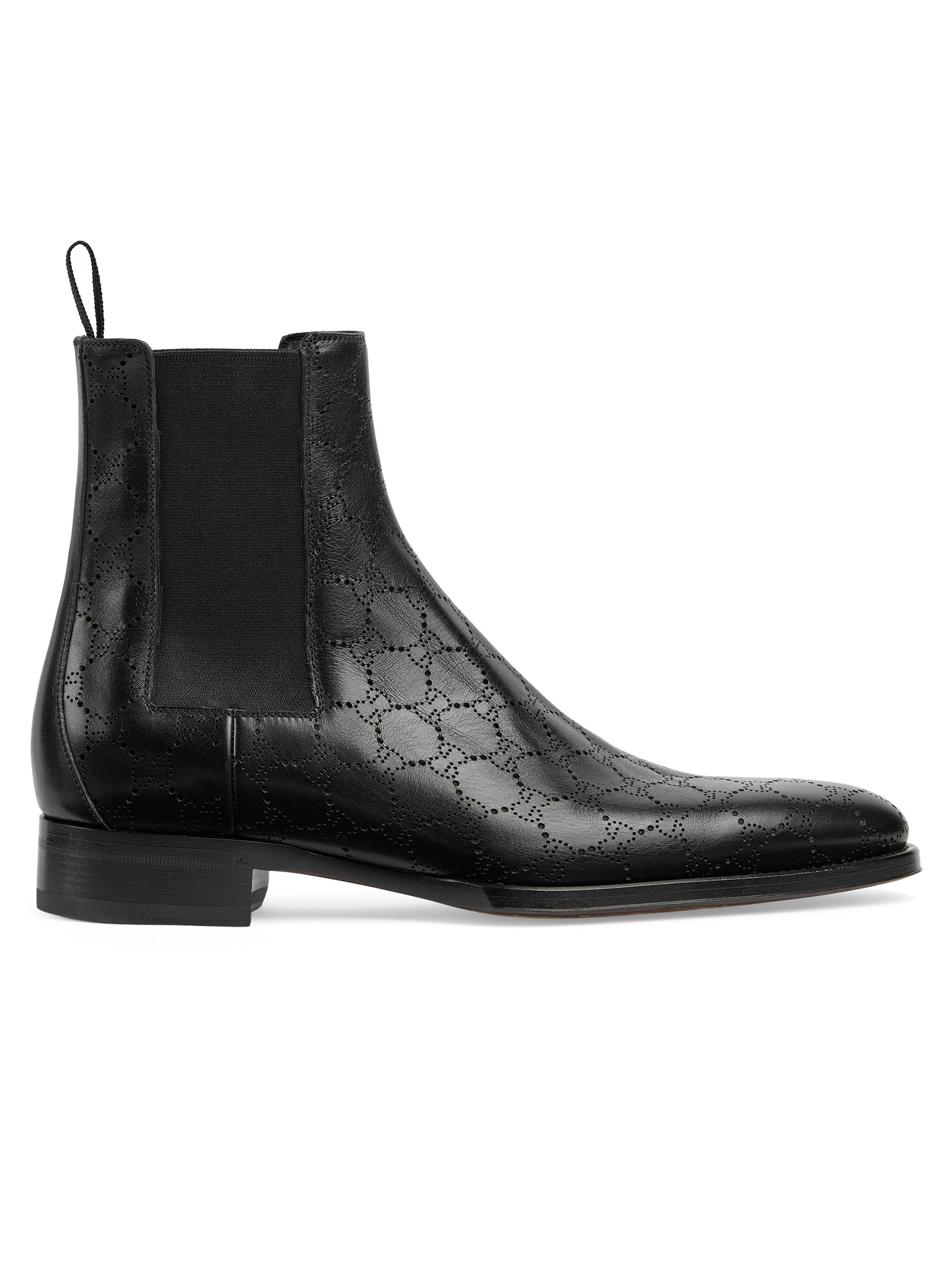 Gucci Men's Iggy GG Monogram Leather Chelsea Boots - Black