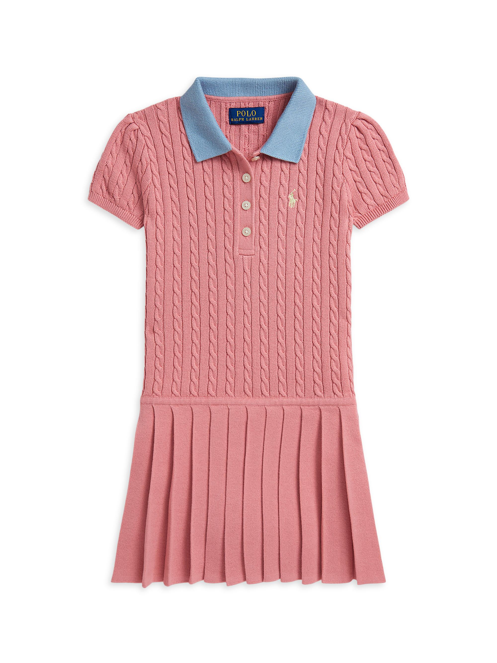Polo Ralph Lauren Little Girl's & Girl's Pleated Cotton Sweater Dress - Desert Rose