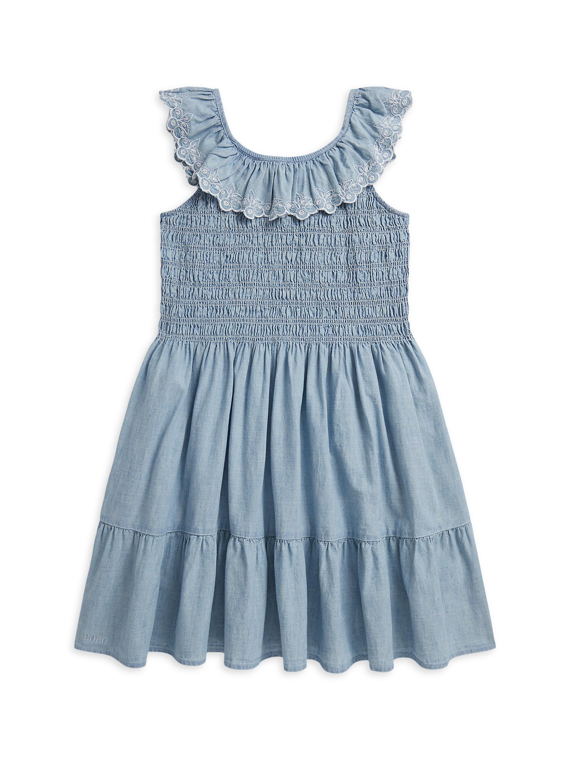 Polo Ralph Lauren Little Girl's & Girl's Blueberry-Overlay Chambray Smocked  Dress | Saks Fifth Avenue