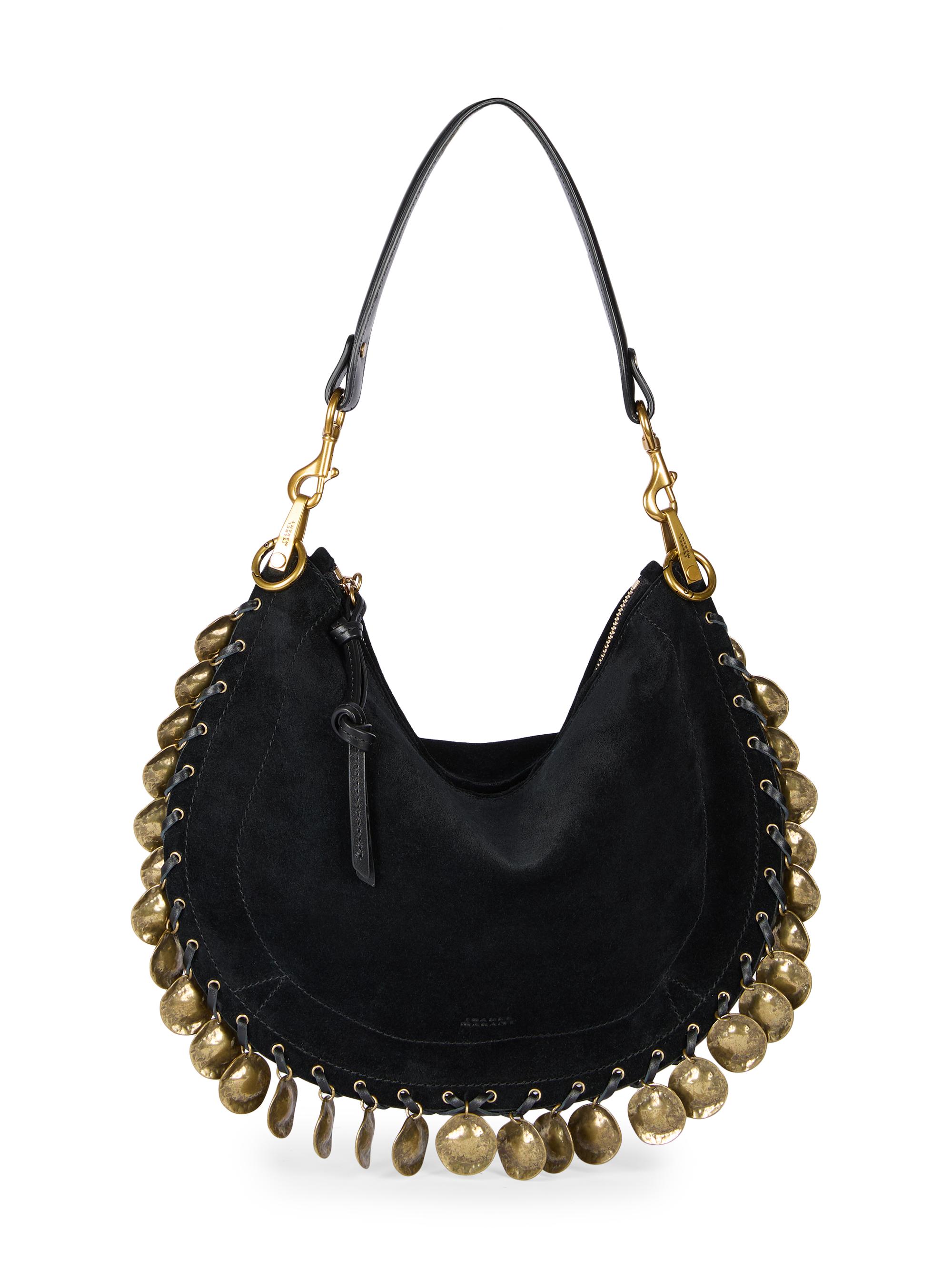 Isabel Marant Women's Oskan Soft Suede Zip Shoulder Bag - Black