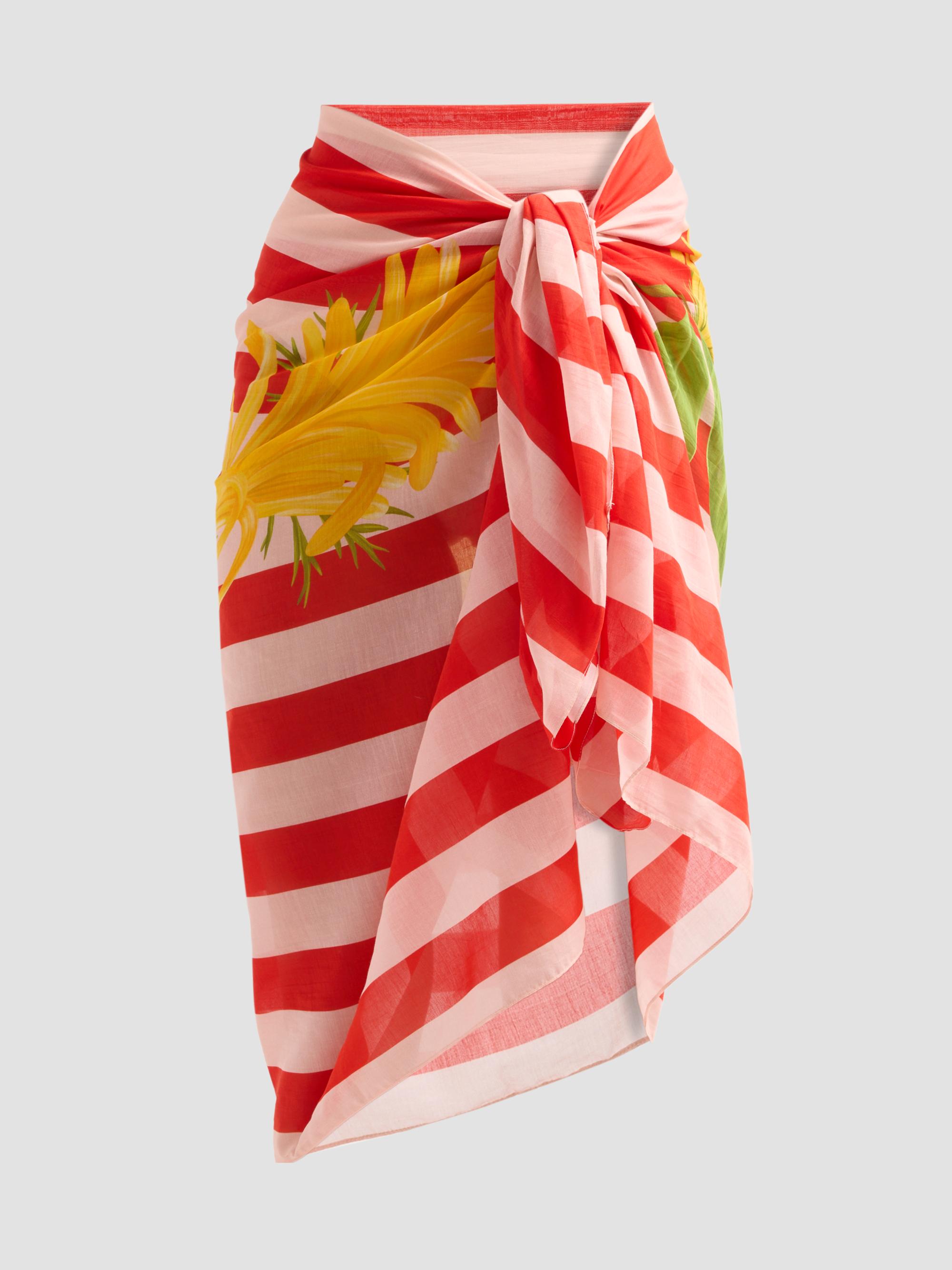 Verandah Women's Ammama Silk-Cotton Pareo - Blush And Vermillion | Thumbnail 6