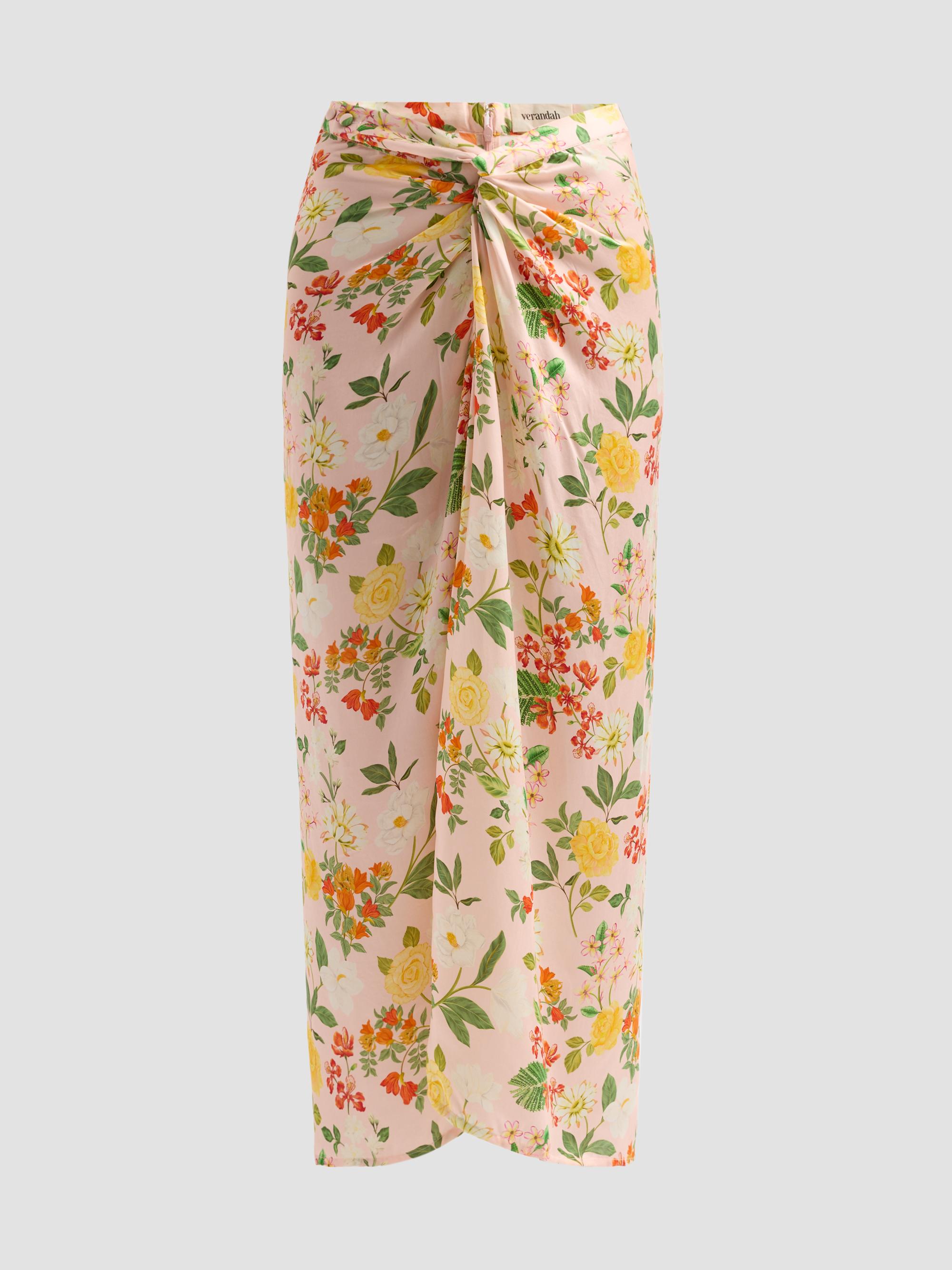 Verandah Women's Ammama Floral Hand-Draped Skirt - Blush Multi Floral | Thumbnail 6