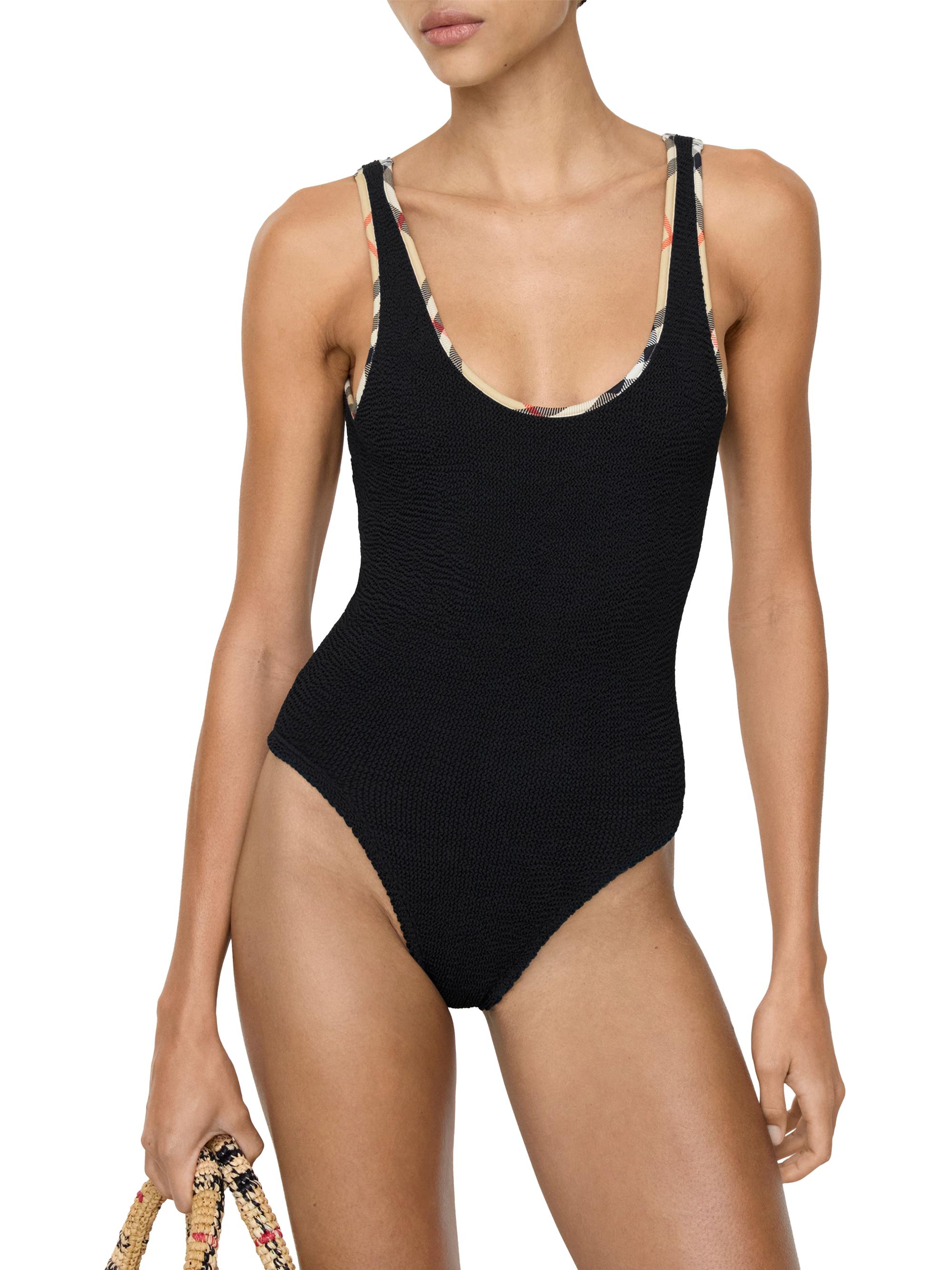 Burberry Burberry x Hunza G Faye Check Trim One-Piece Swimsuit