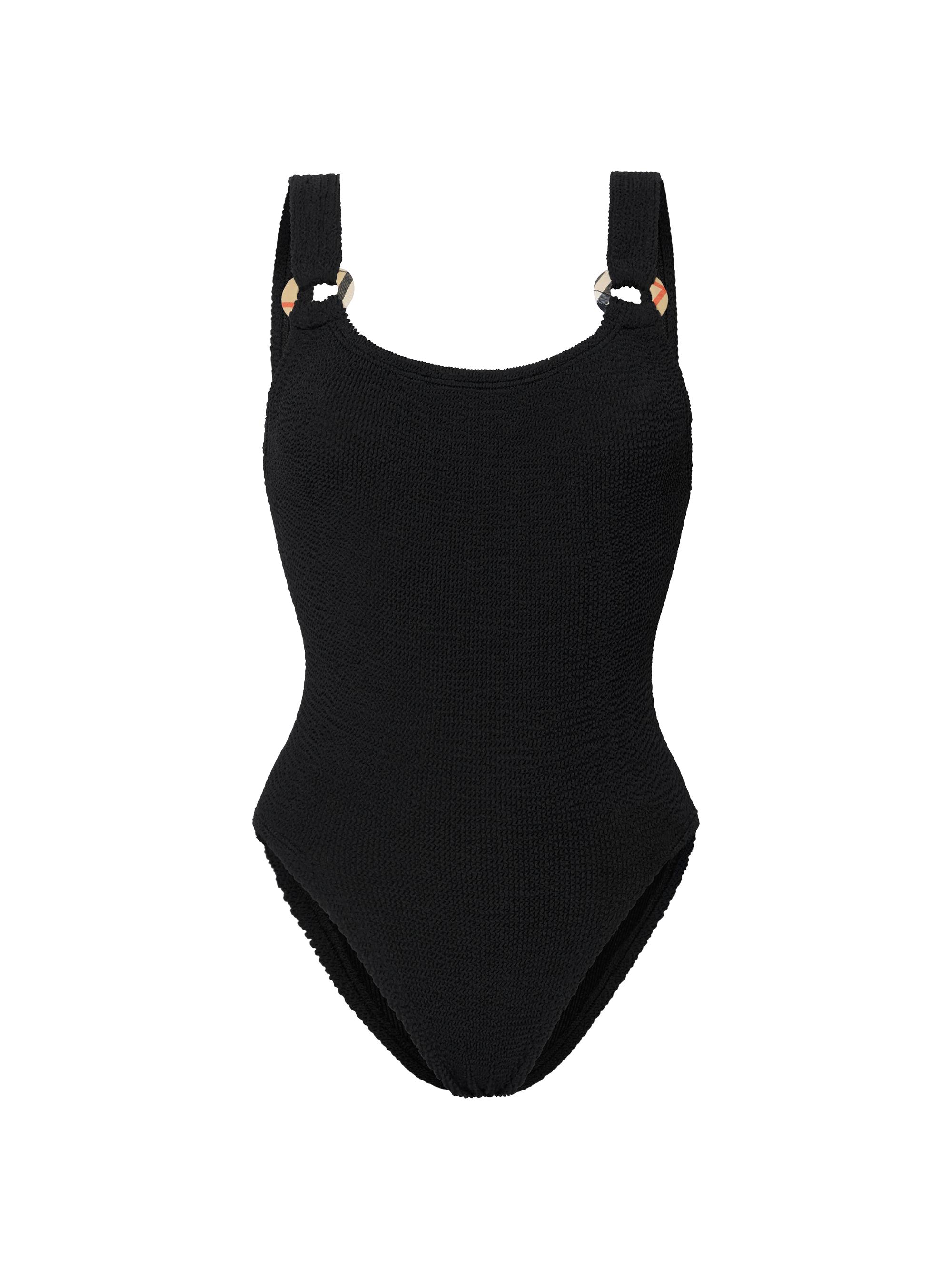 Burberry Women's  x Hunza G Domino Check Ring One-Piece Swimsuit - Black