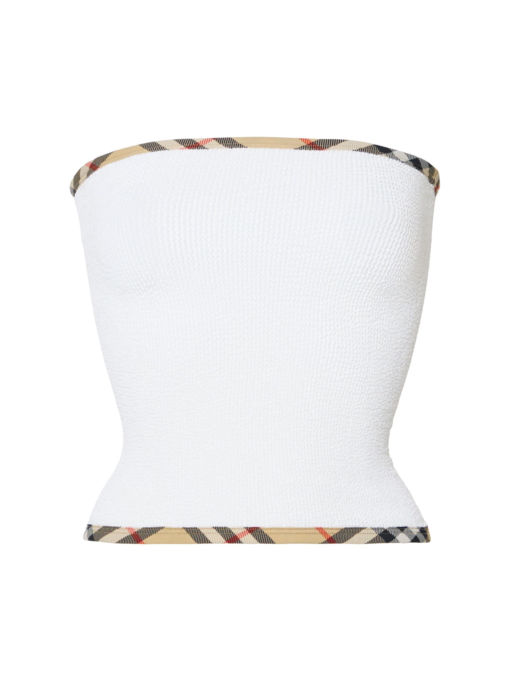 Burberry Women's  x Hunza G Devyn Check Trim Swim Skirt/Tube Top - White