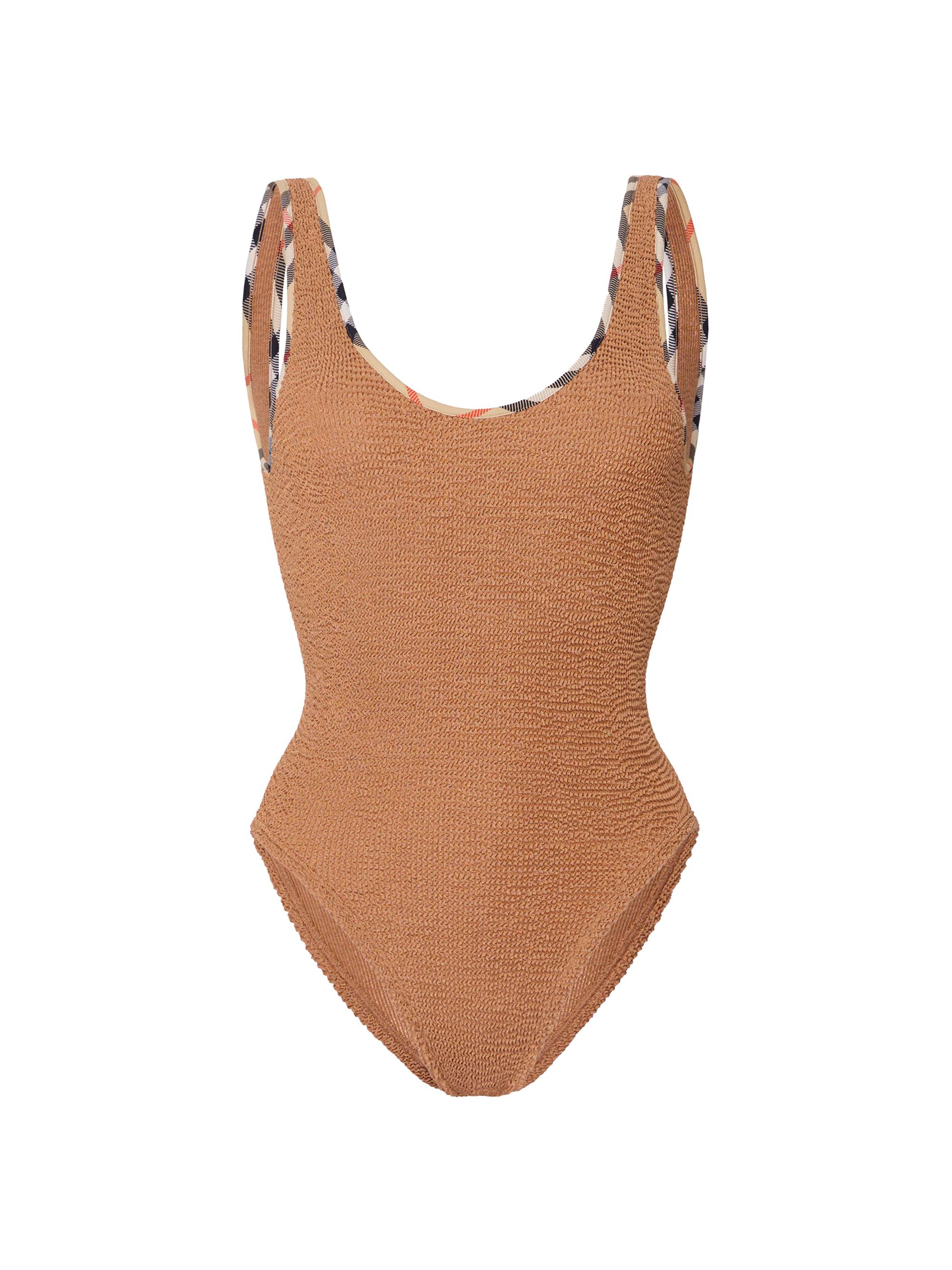 Burberry Women's  x Hunza G Faye Check One-Piece Swimsuit - Metallic Cocoa