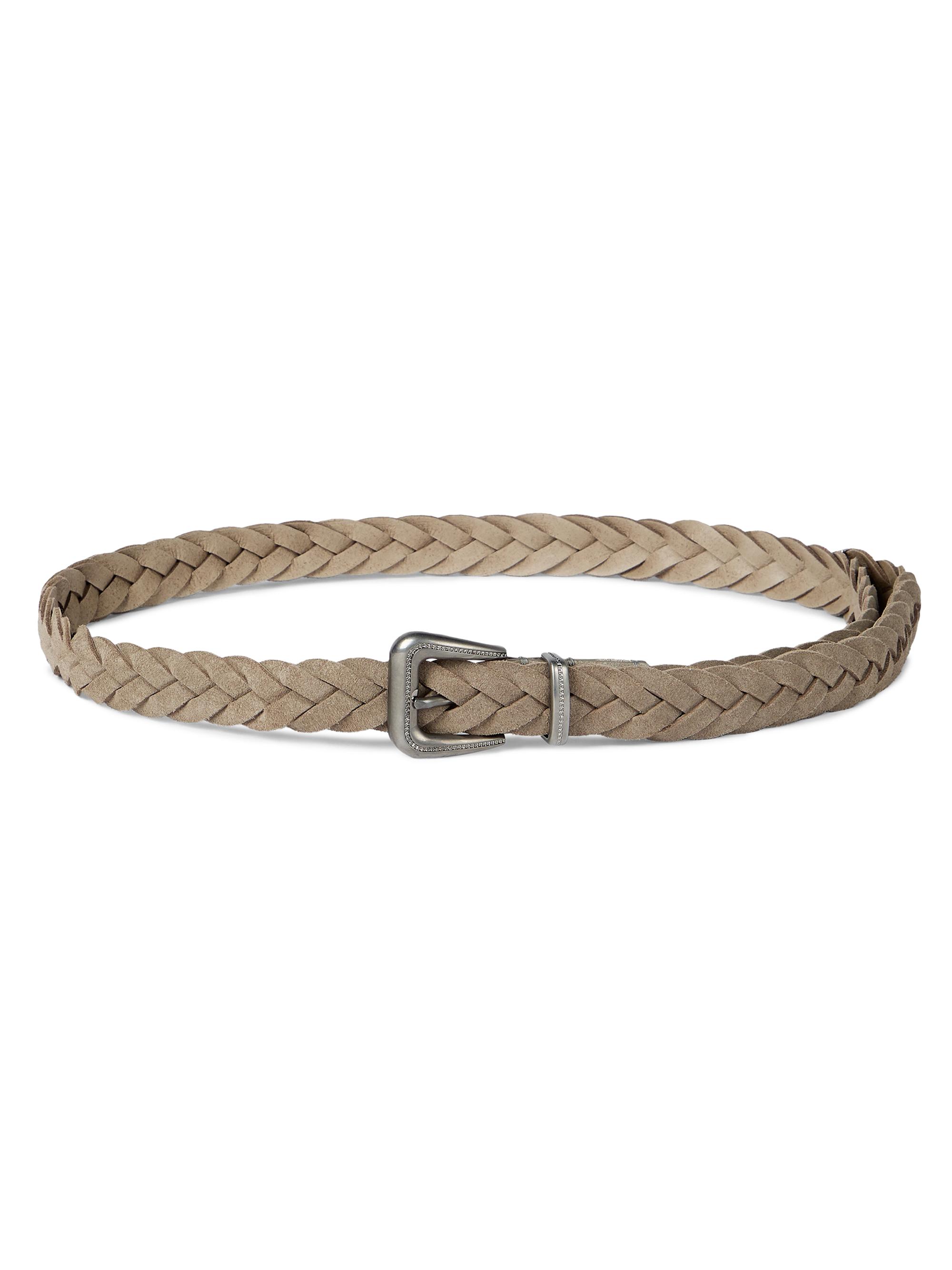 Brunello Cucinelli Women's Braided Leather Belt with Monili - Beige