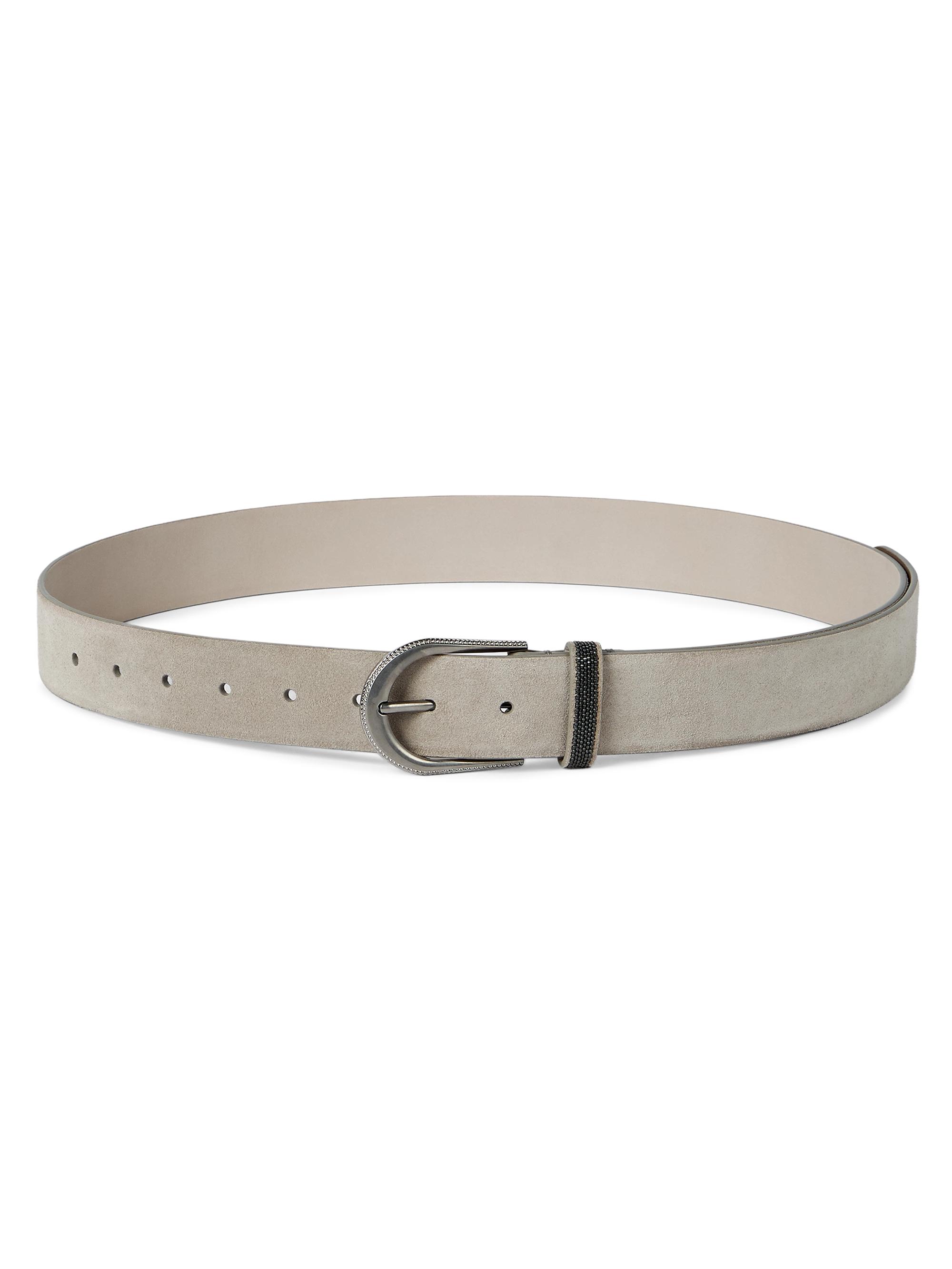 Brunello Cucinelli Women's Suede Belt with Monili - Beige