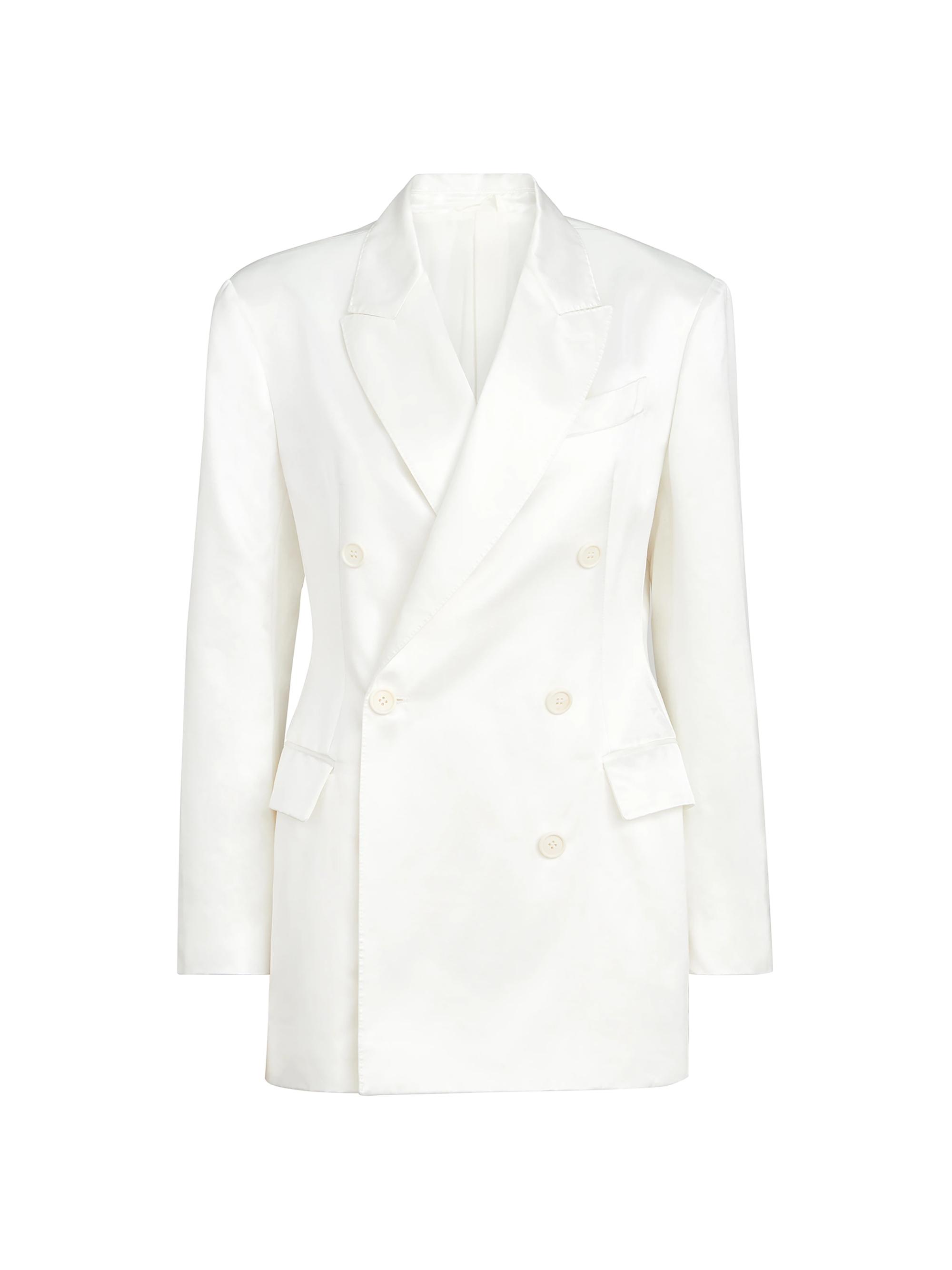 Brunello Cucinelli Women's Cotton and Silk Satin Blazer with Monili - White