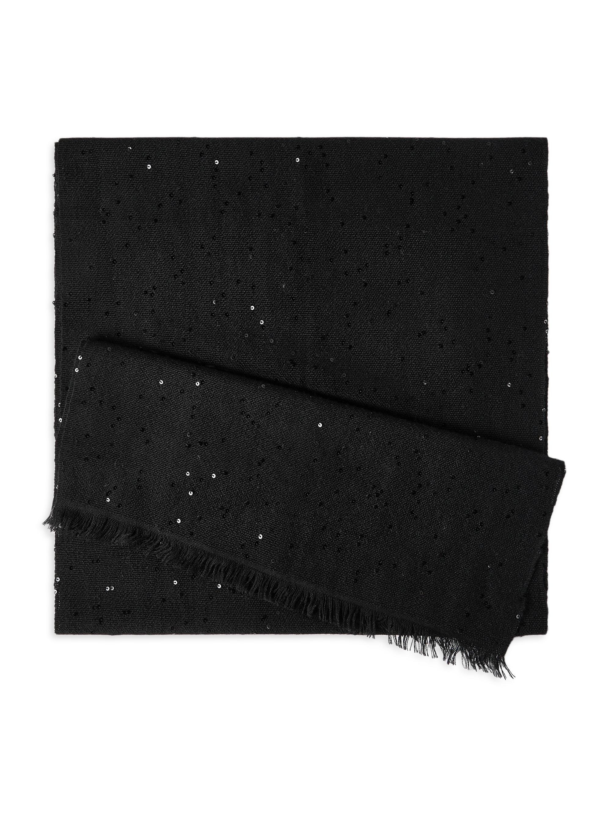 Brunello Cucinelli Women's Cashmere and Silk Diamond Yarn Scarf - Black | Thumbnail 5