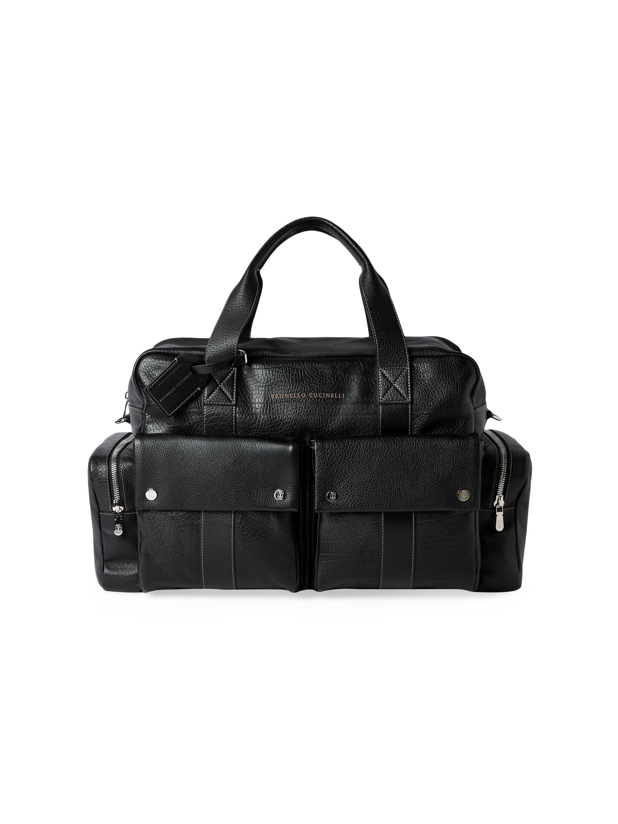 Brunello Cucinelli Men's Grained Calfskin Leisure Bag - Black