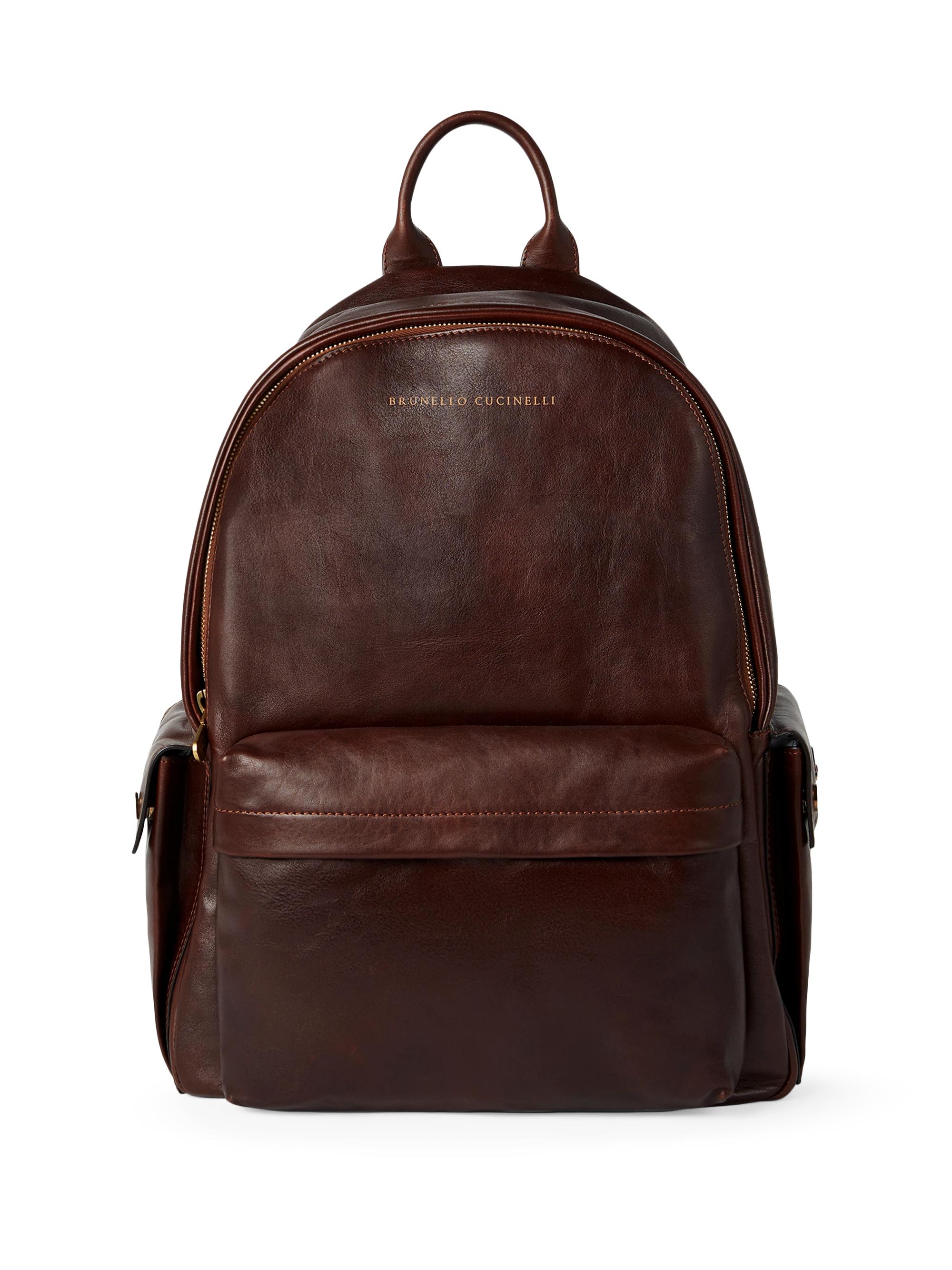 Brunello Cucinelli Men's Calfskin Travel Backpack - Burgundy