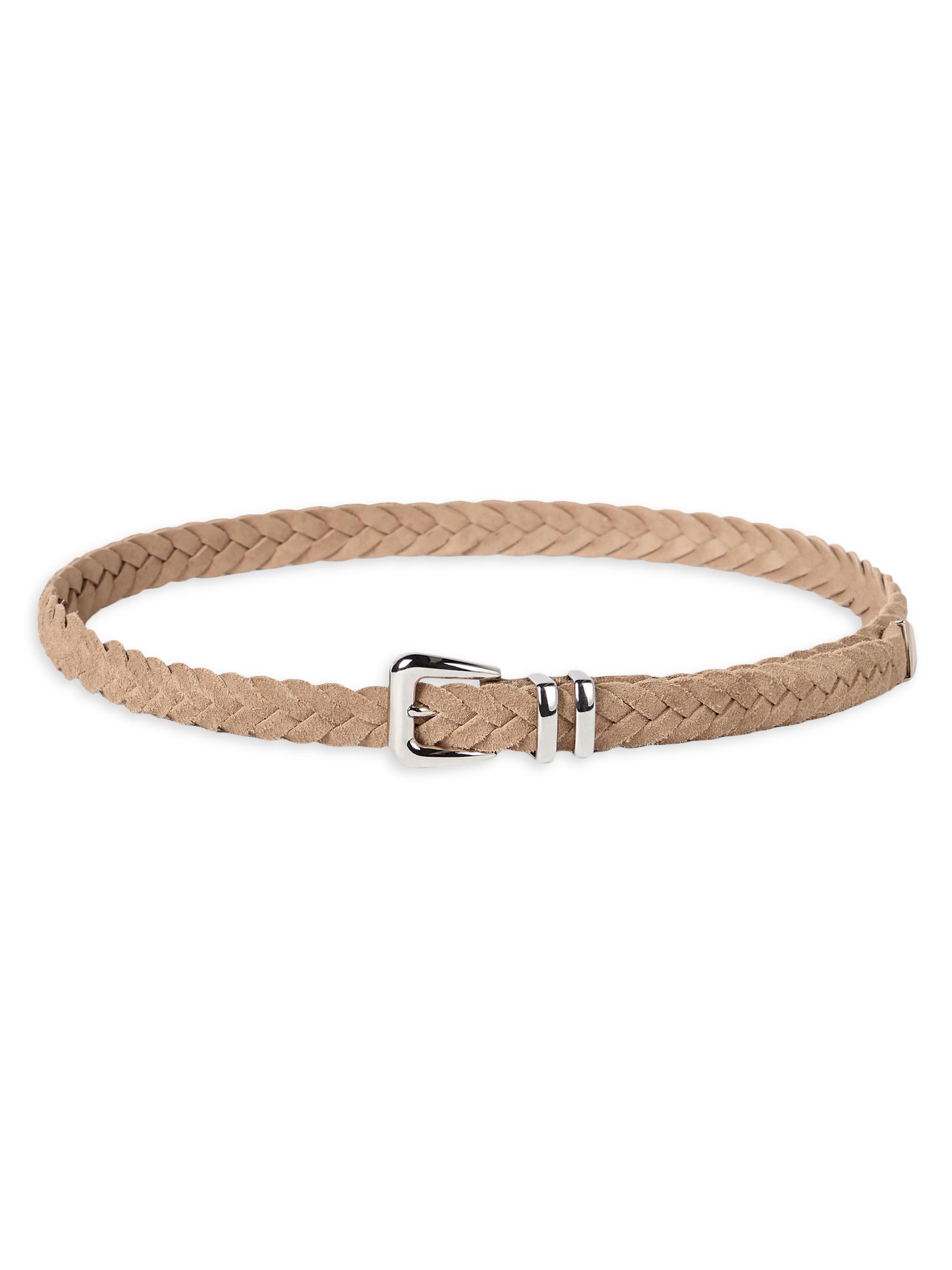 Brunello Cucinelli Men's Reversed Calfskin Braided Belt with Tip - Hazelnut