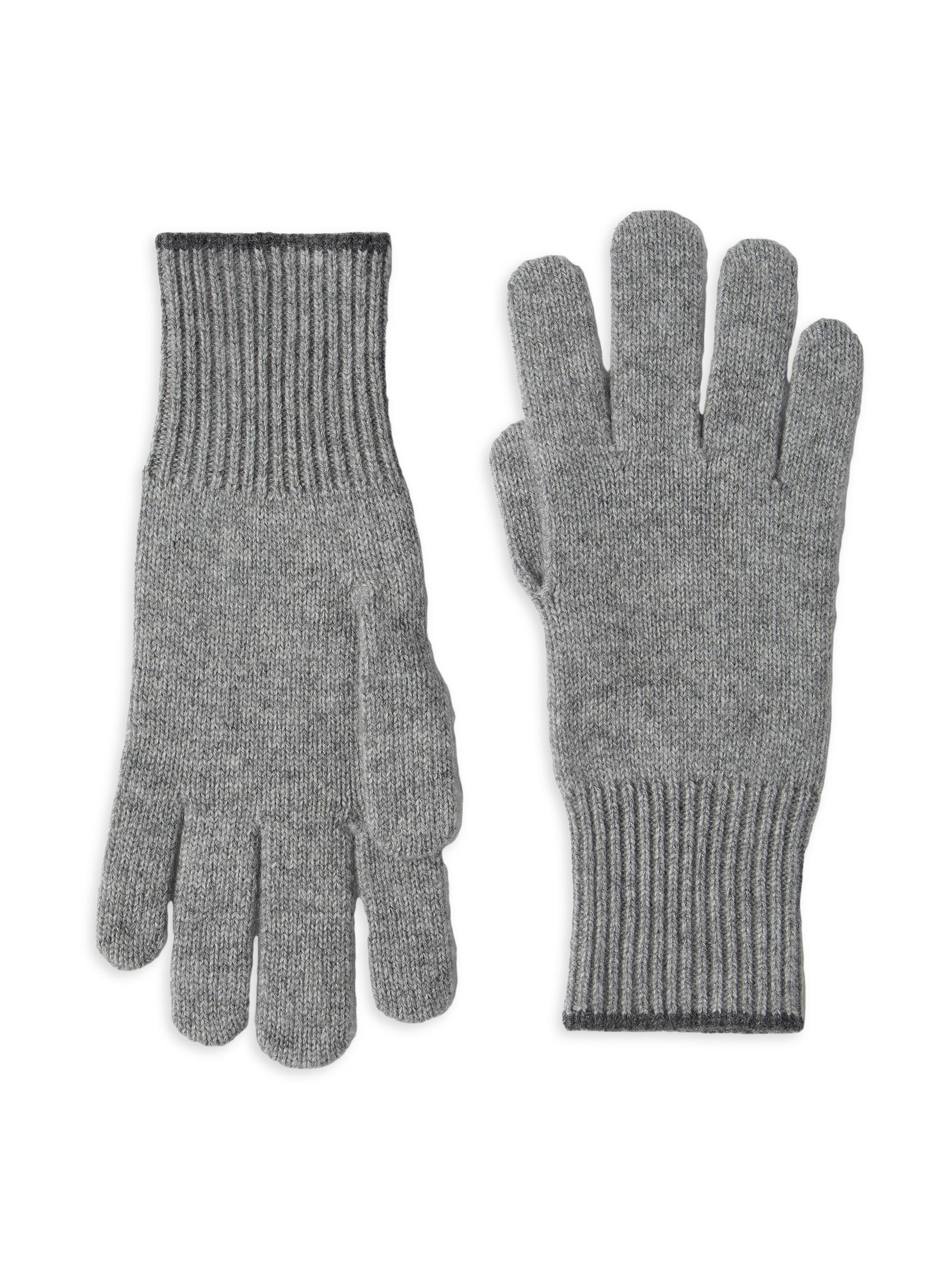 Brunello Cucinelli Men's Cashmere Knit Gloves - Medium Grey