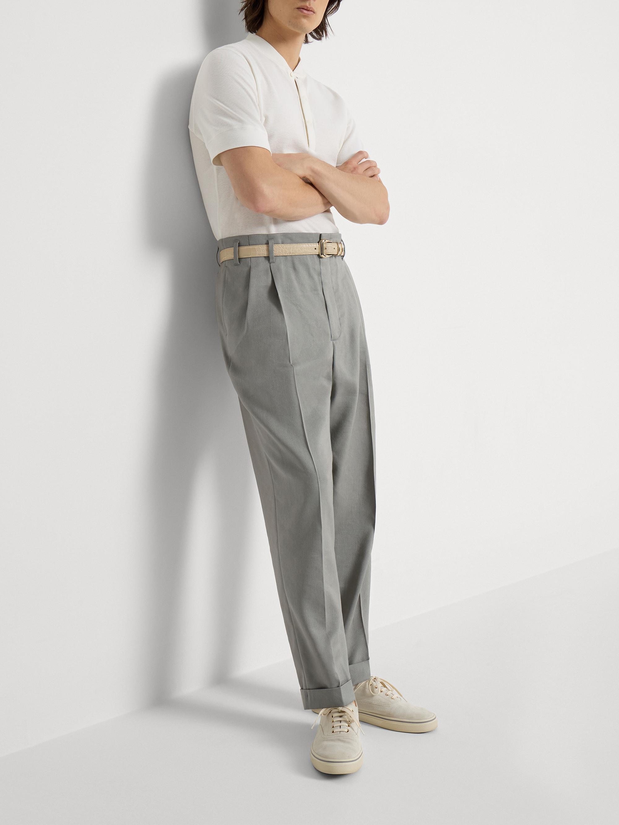 Brunello Cucinelli Linen, Virgin Wool and Mohair Gabardine