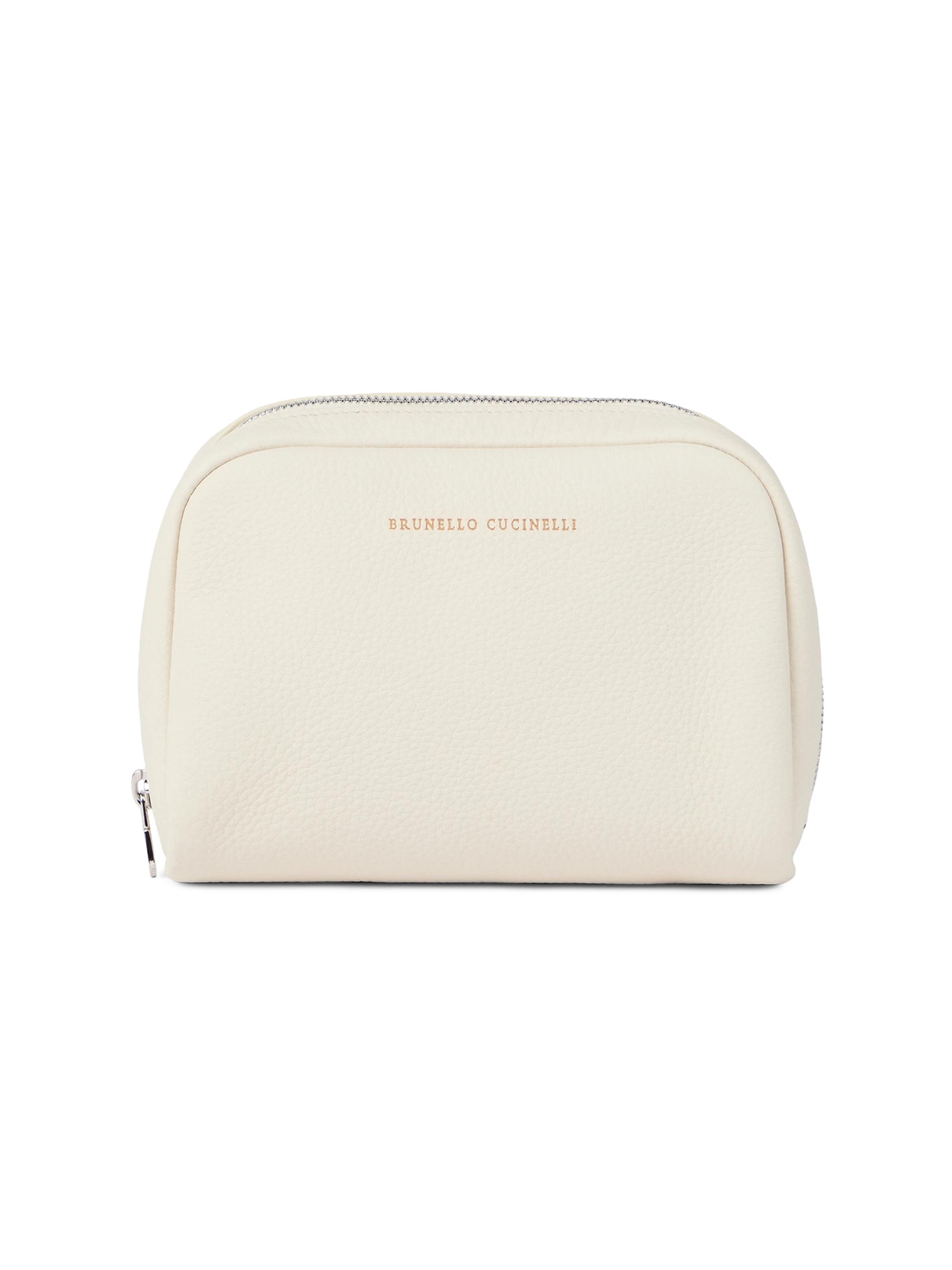 Brunello Cucinelli Fine Grain Calfskin Slim Beauty Case - Chalk