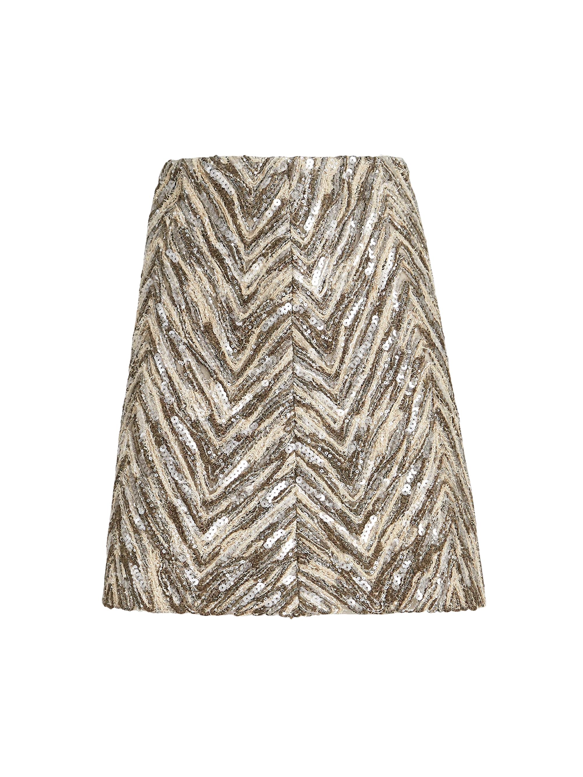 Brunello Cucinelli Women's Dazzling Chevron Embroidery Mini Skirt - Brown