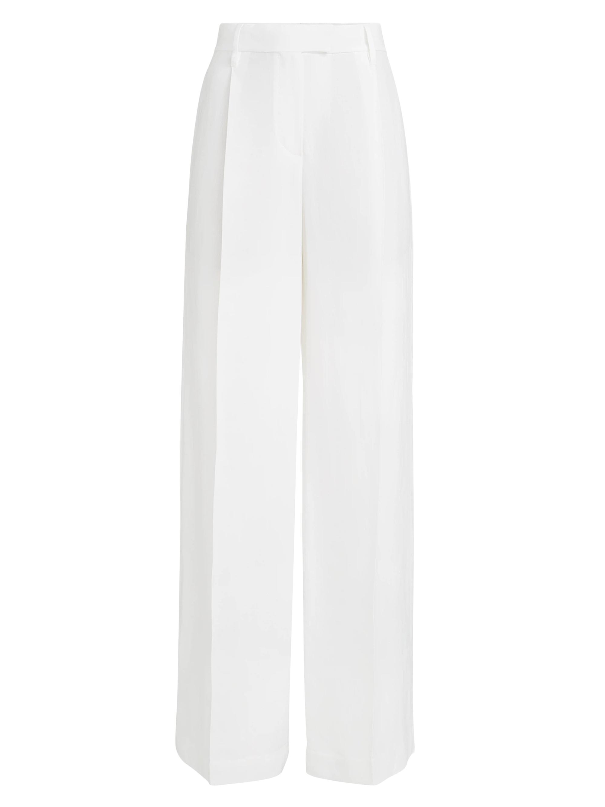 Brunello Cucinelli Women's Viscose and Linen Fluid Twill Loose Pleated Trousers - White