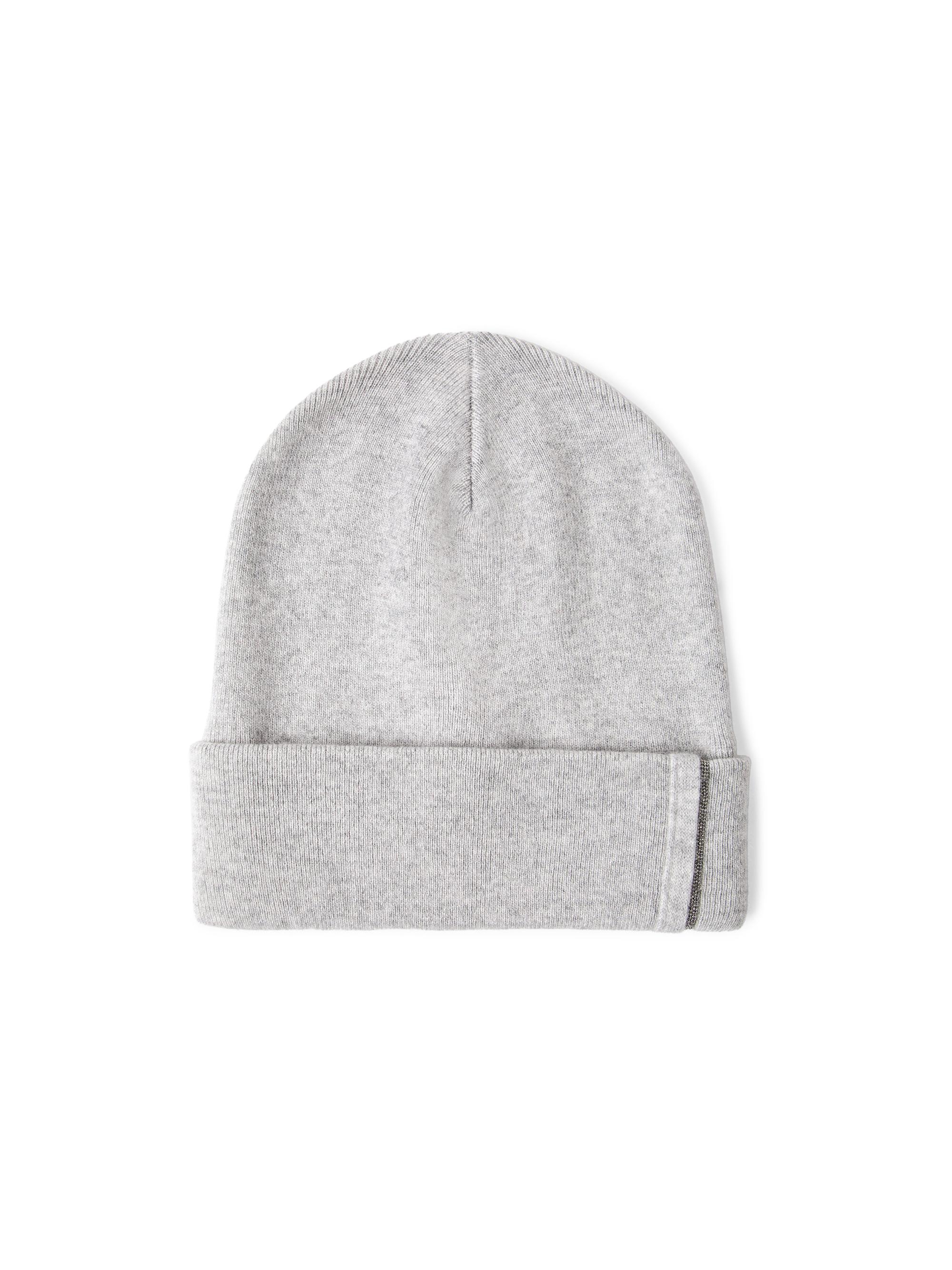 Brunello Cucinelli Women's Cashmere Rib Knit Beanie with Monili - Light Grey